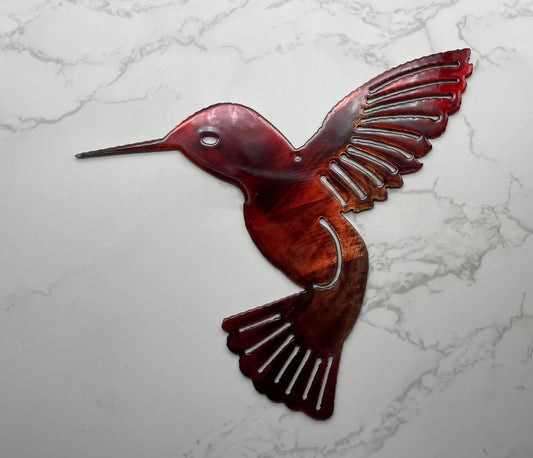 Hummingbird Copper Red Metal Wall Art Décor Choose Left or Right Facing