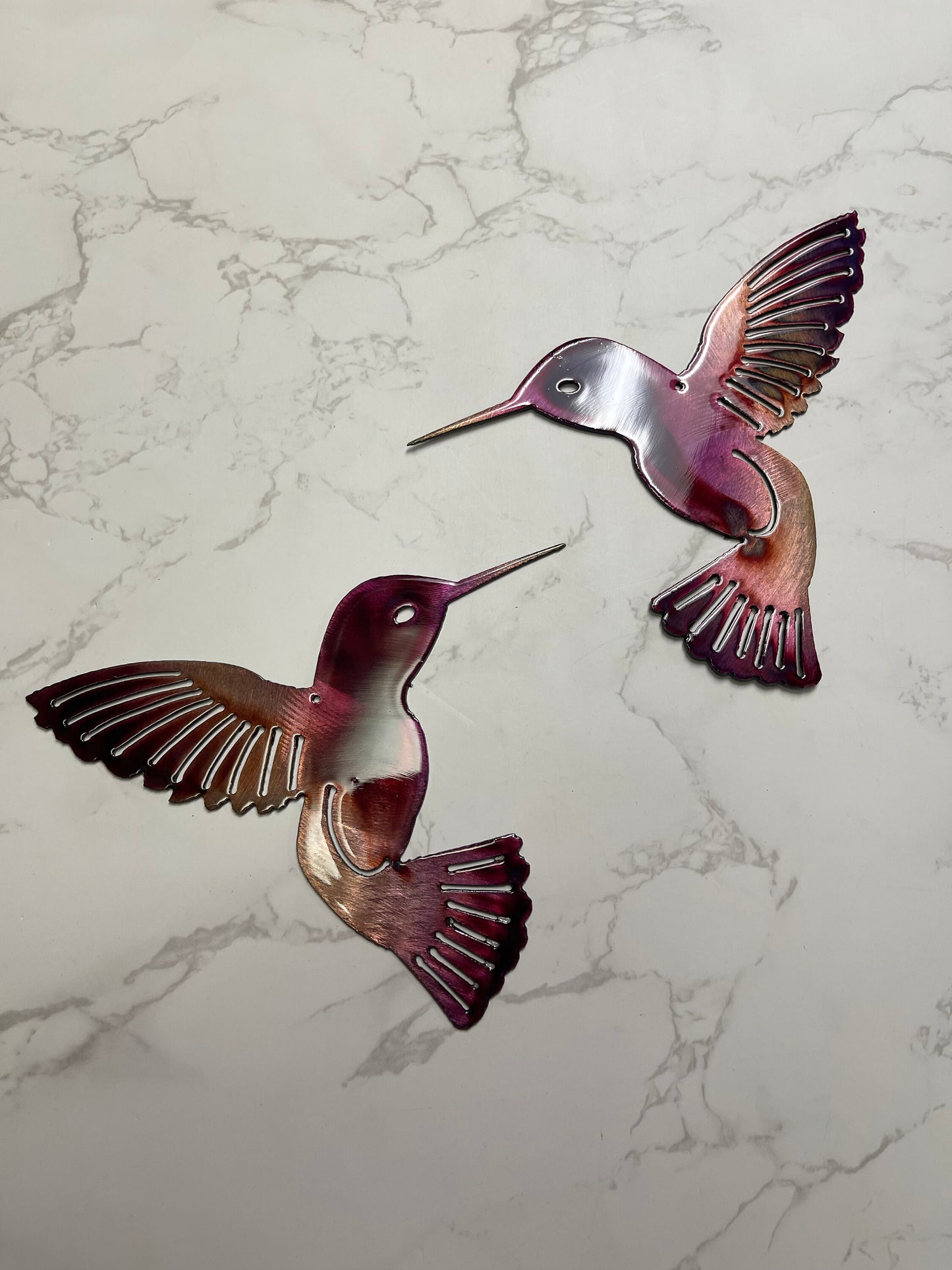 Hummingbird Copper Purple Metal Wall Art Décor Choose Left Facing or Right