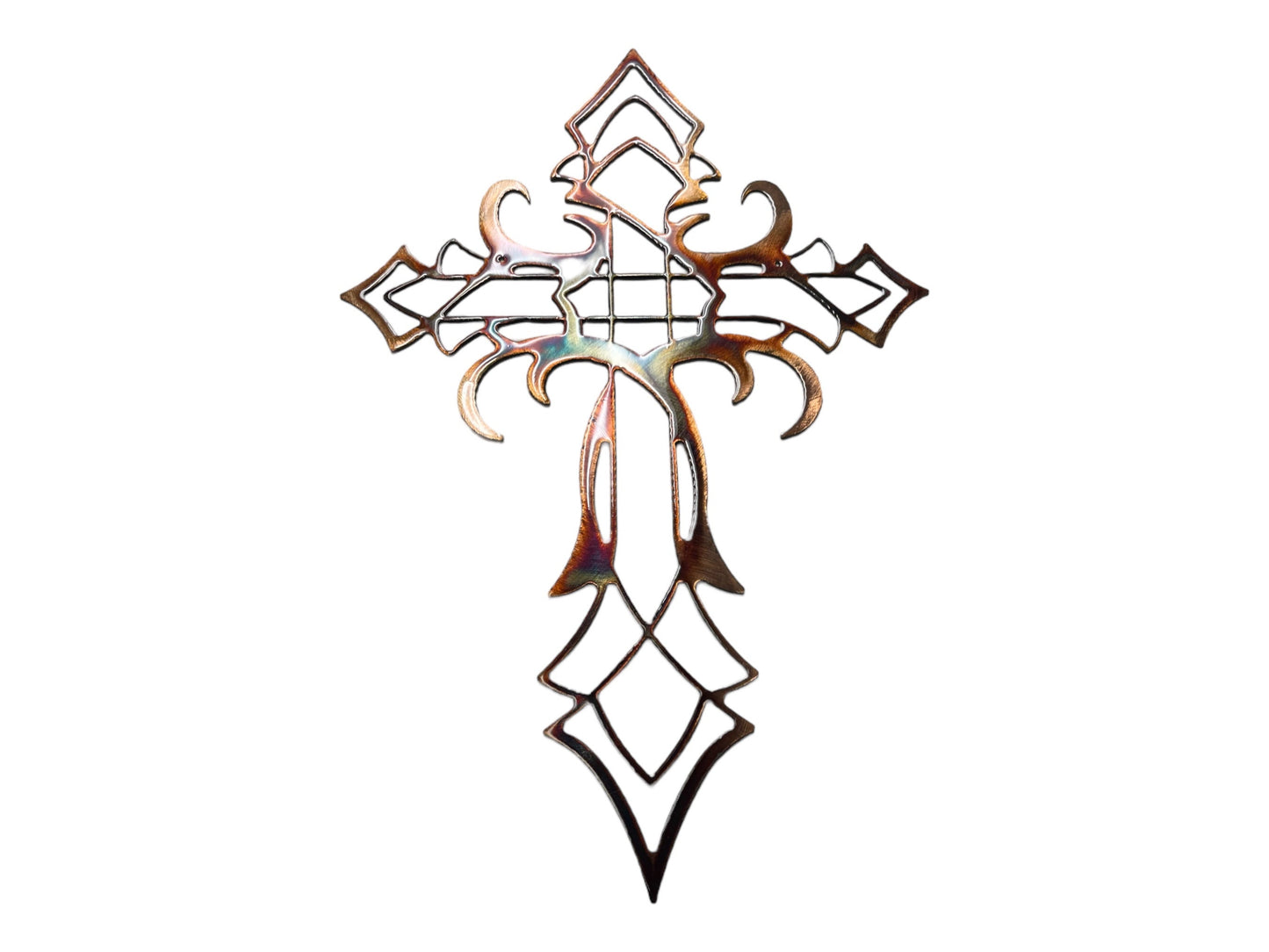 Ornamental Cross Metal Wall Art Decor - Copper/Bronze Plated - Handcrafted in the USA - 3 Sizes Available