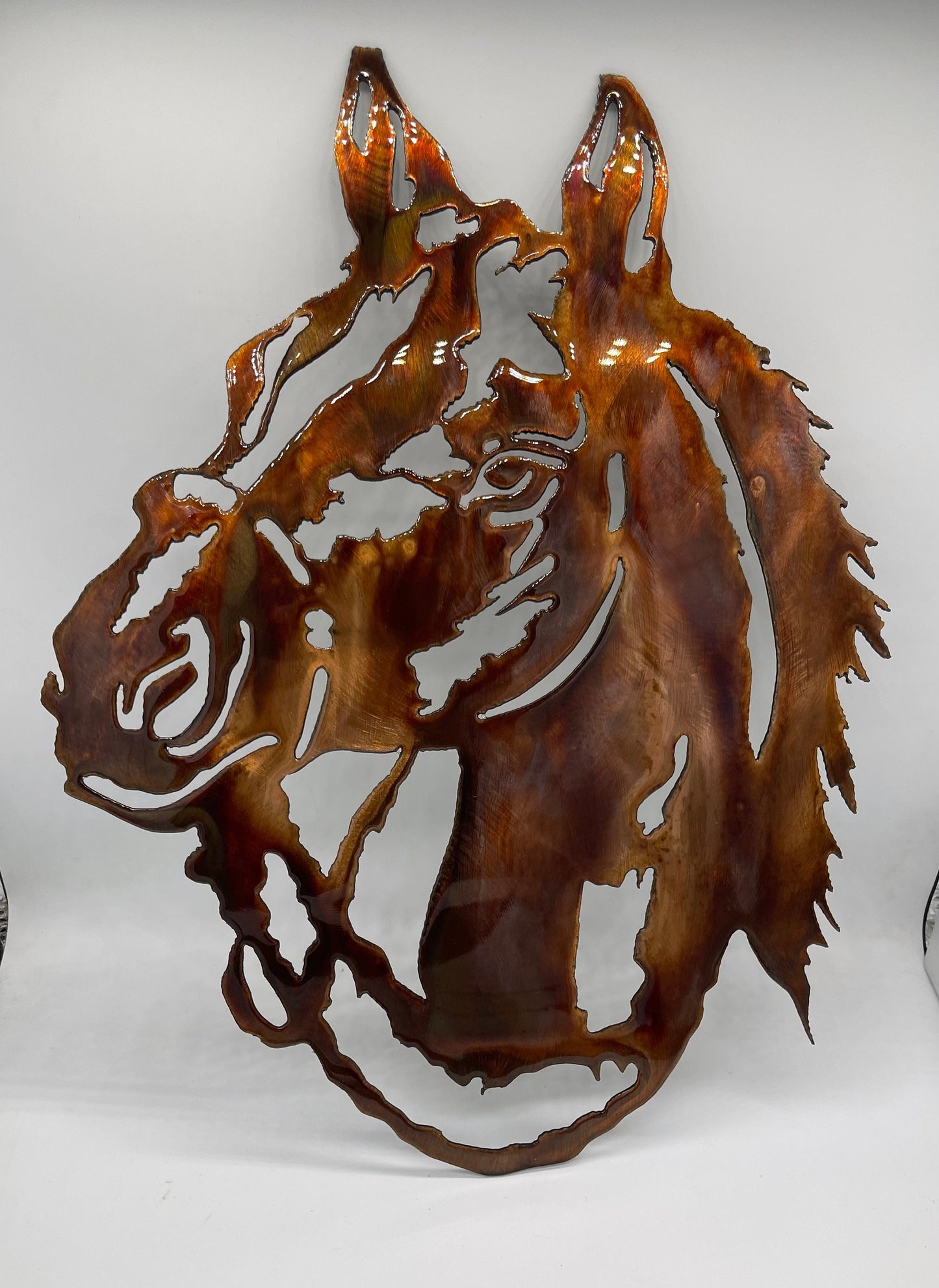 Graceful Horse Head: 14" Tall Sculpture with Reins