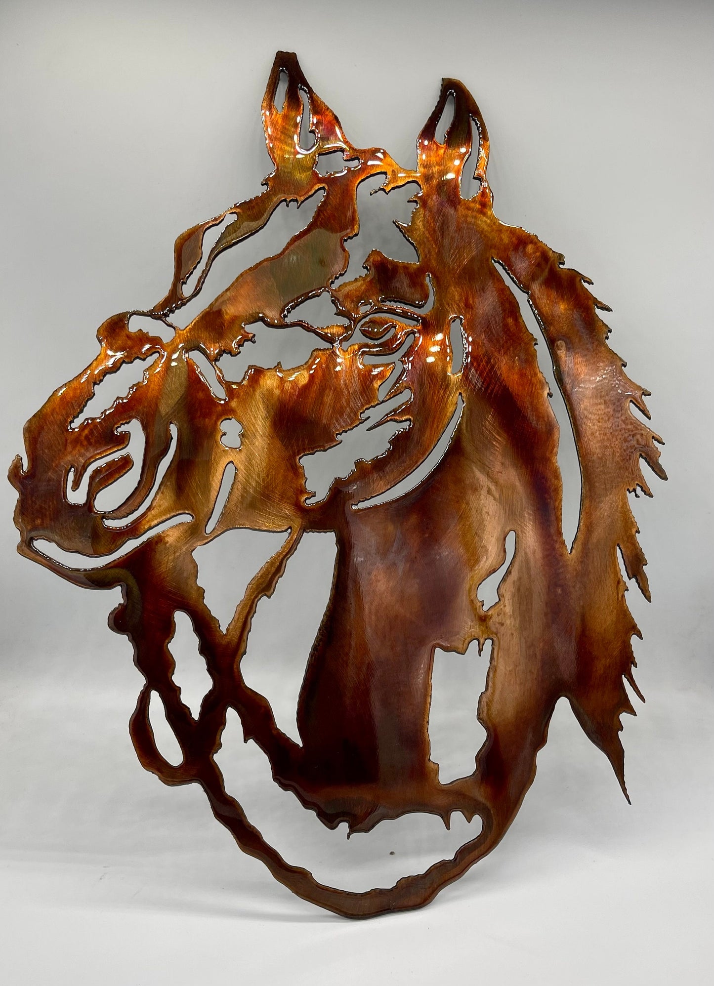 Graceful Horse Head: 14" Tall Sculpture with Reins