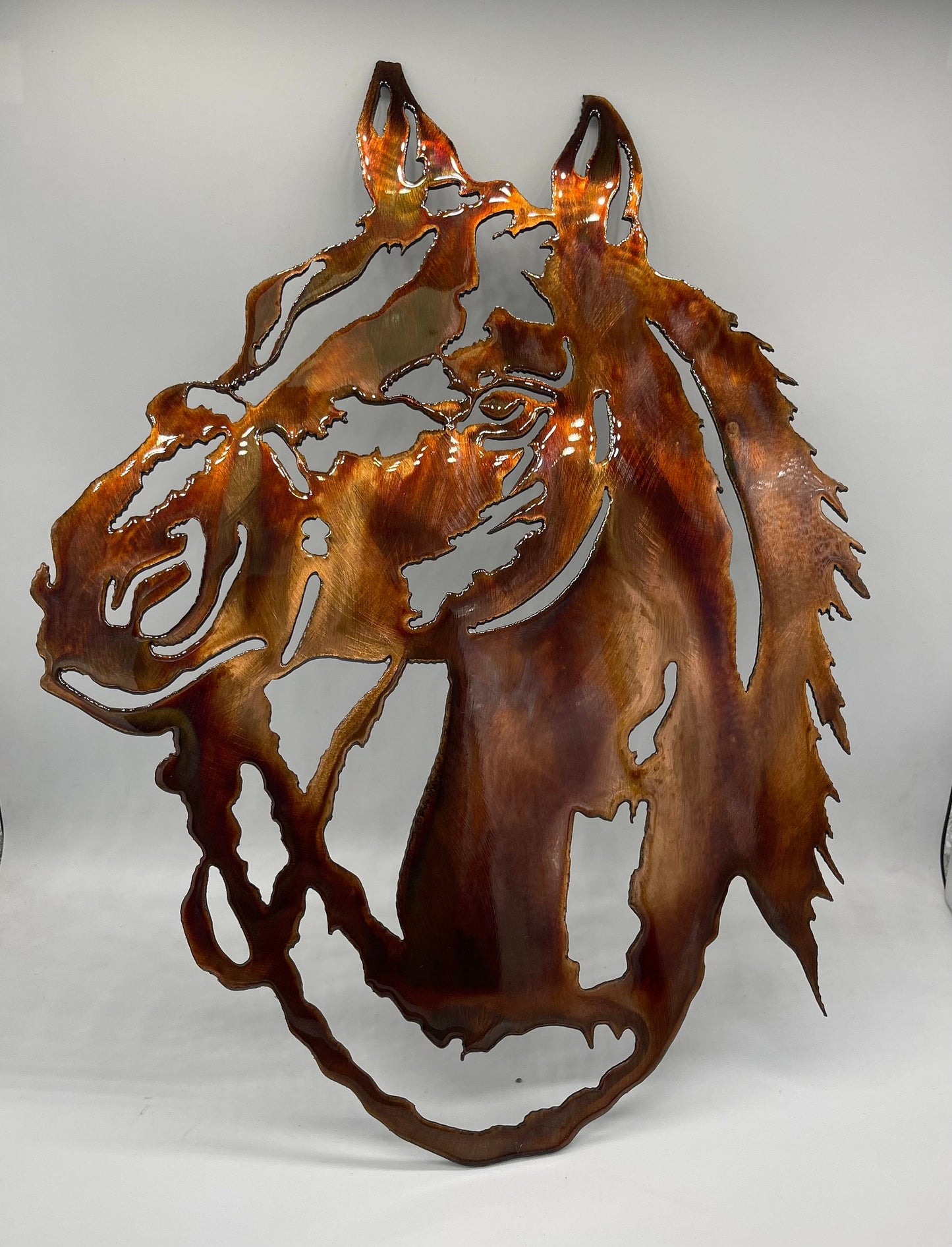 Graceful Horse Head: 14" Tall Sculpture with Reins