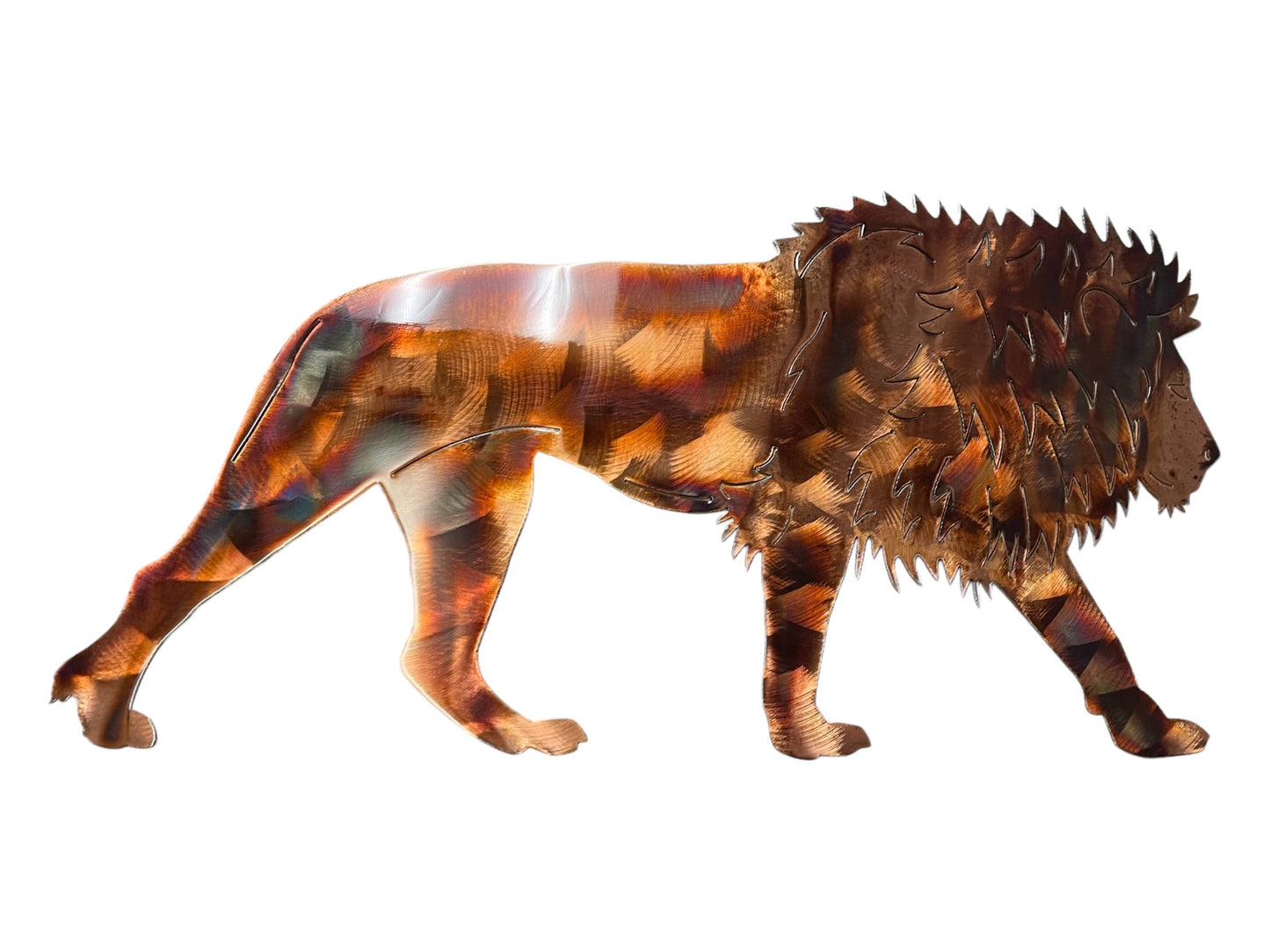 Regal Roar: 30" Lion Metal Wall Art Decor - Copper/Bronze Plated