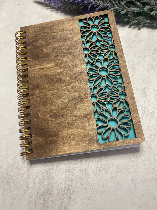 Daisy Engraved Wooden Notebook