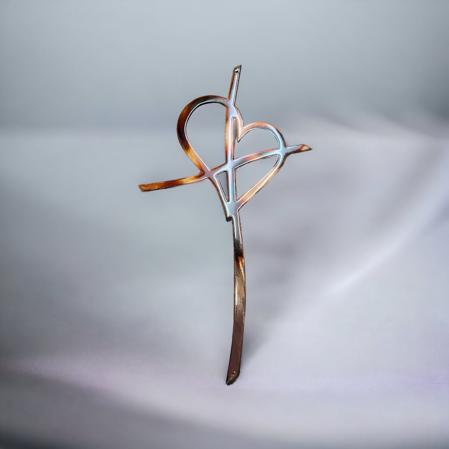 Eternal Commitment: Steel and Copper Bronzed-Plated Cross with High Gloss Luster