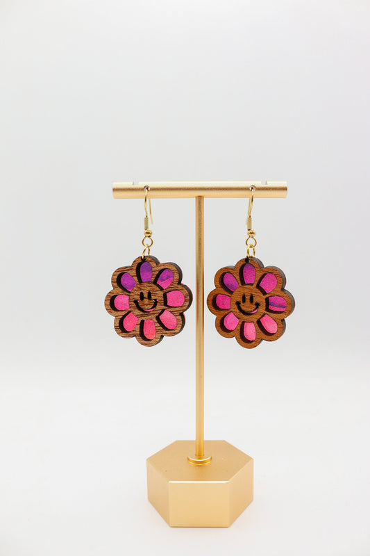 Groovy Vibes: Layered Smiley Face Earrings - 1 1/2 Inches of Happiness!