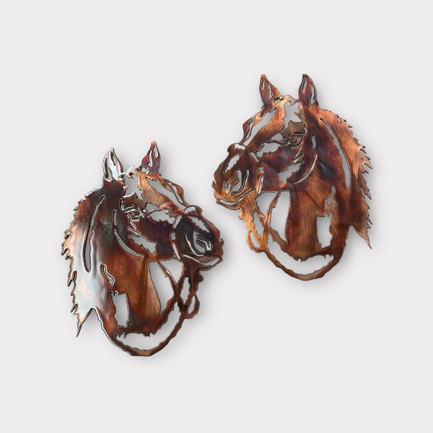 Experience the Beauty of Equine Elegance - Mirrored Pair of Graceful Horse Head Sculptures