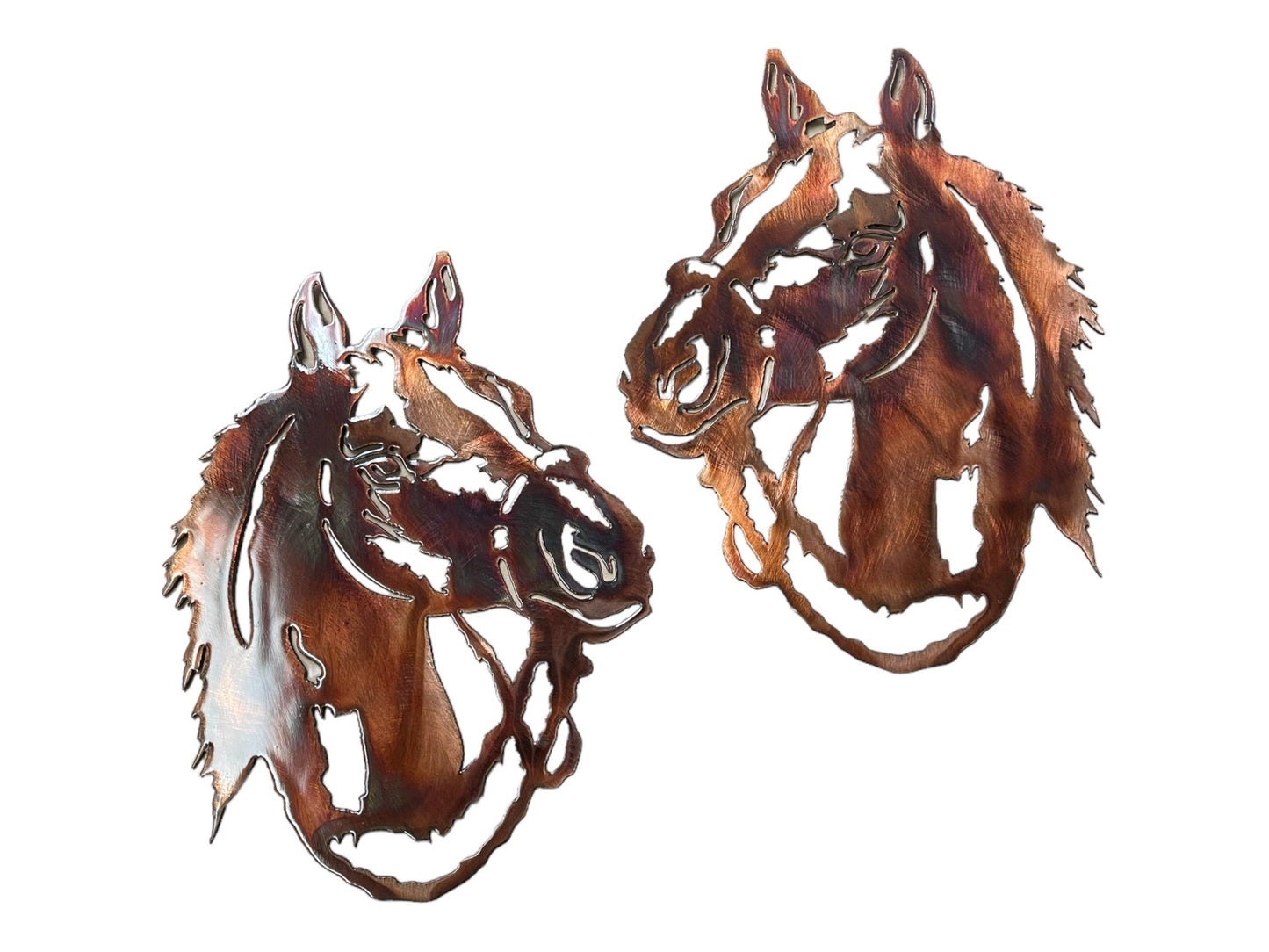 Experience the Beauty of Equine Elegance - Mirrored Pair of Graceful Horse Head Sculptures