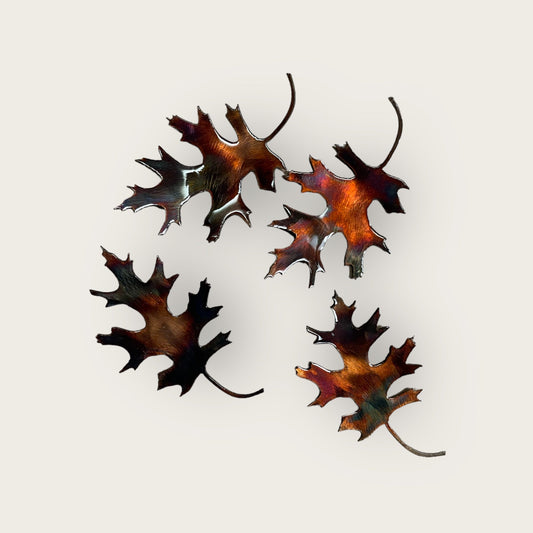 Handcrafted Metal Oak Leaves - Rustic Copper/Bronze Finish - Single Leaf - Natural Look - Tabletop Décor