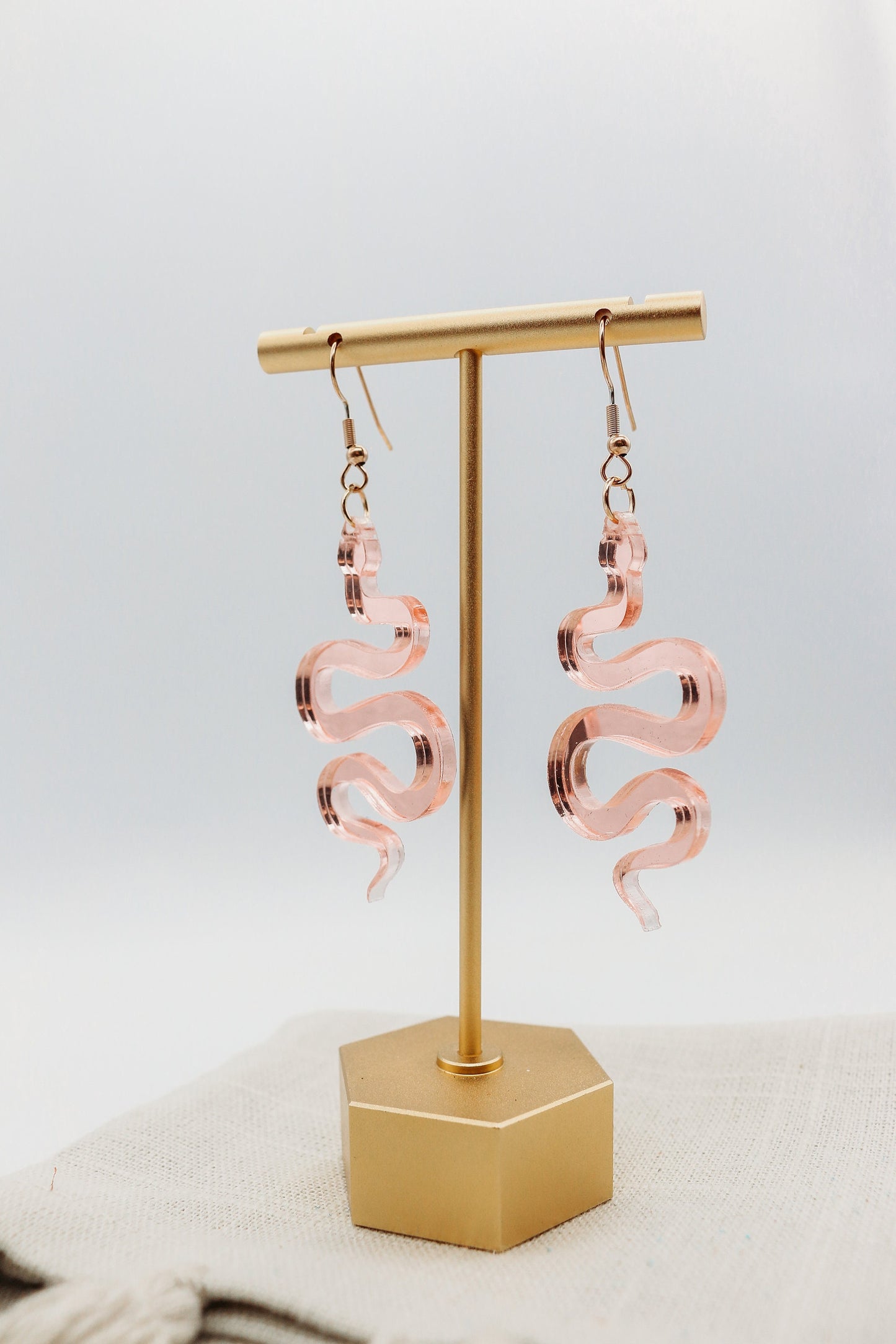 Slithering Mirrored Rose Gold Snake Earrings