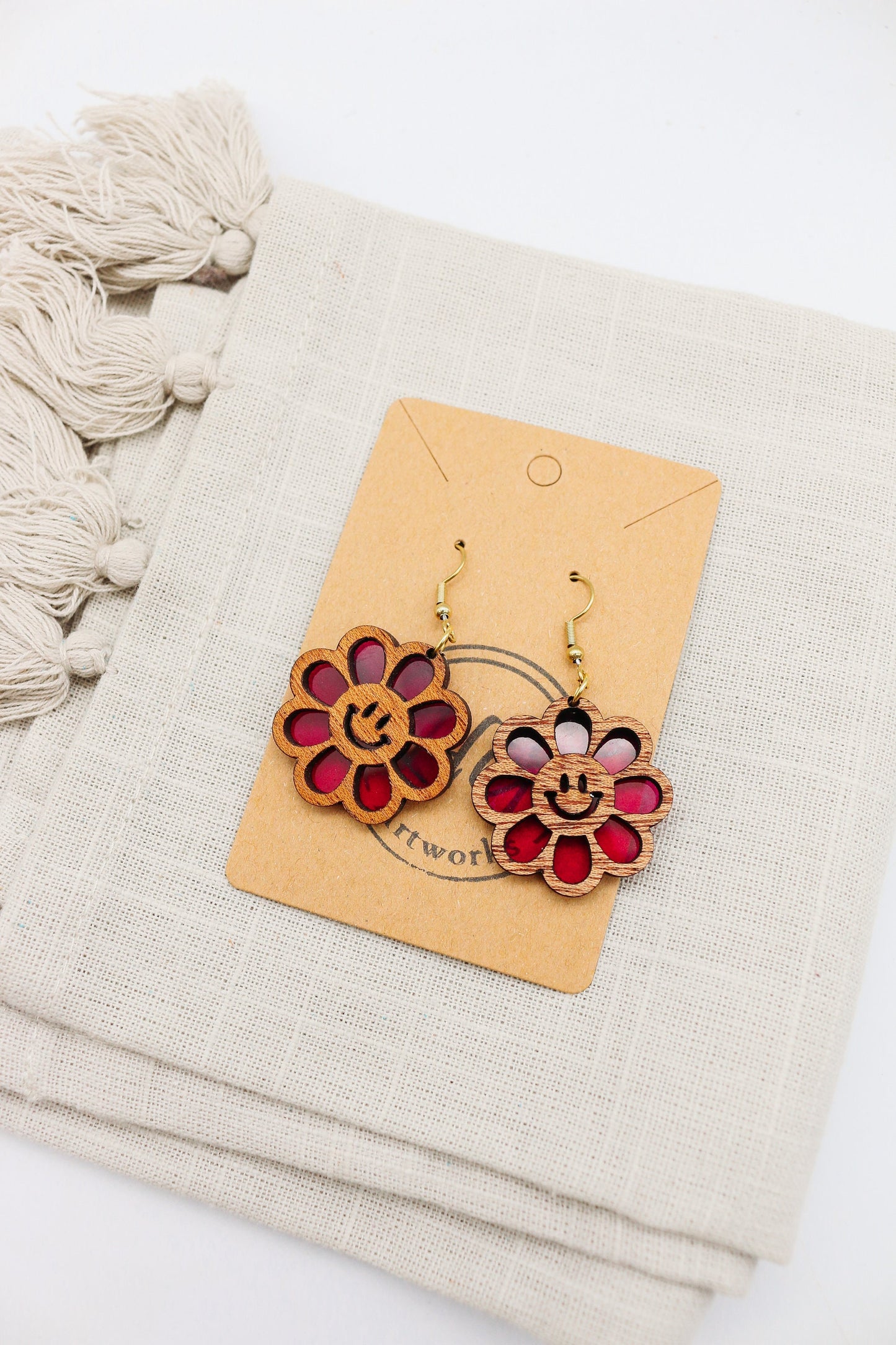 Groovy Vibes: Layered Smiley Face Earrings - 1 1/2 Inches of Happiness!