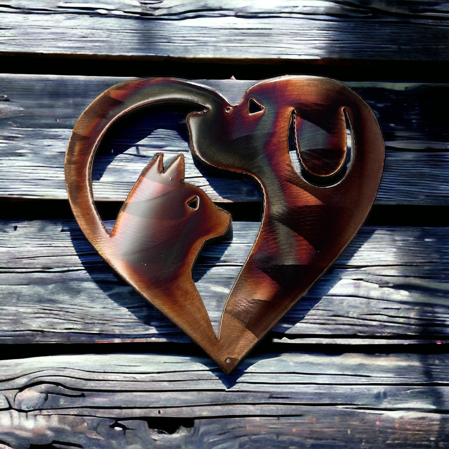 Love our Pets Metal Wall Art Accent Copper and Bronzed Plated