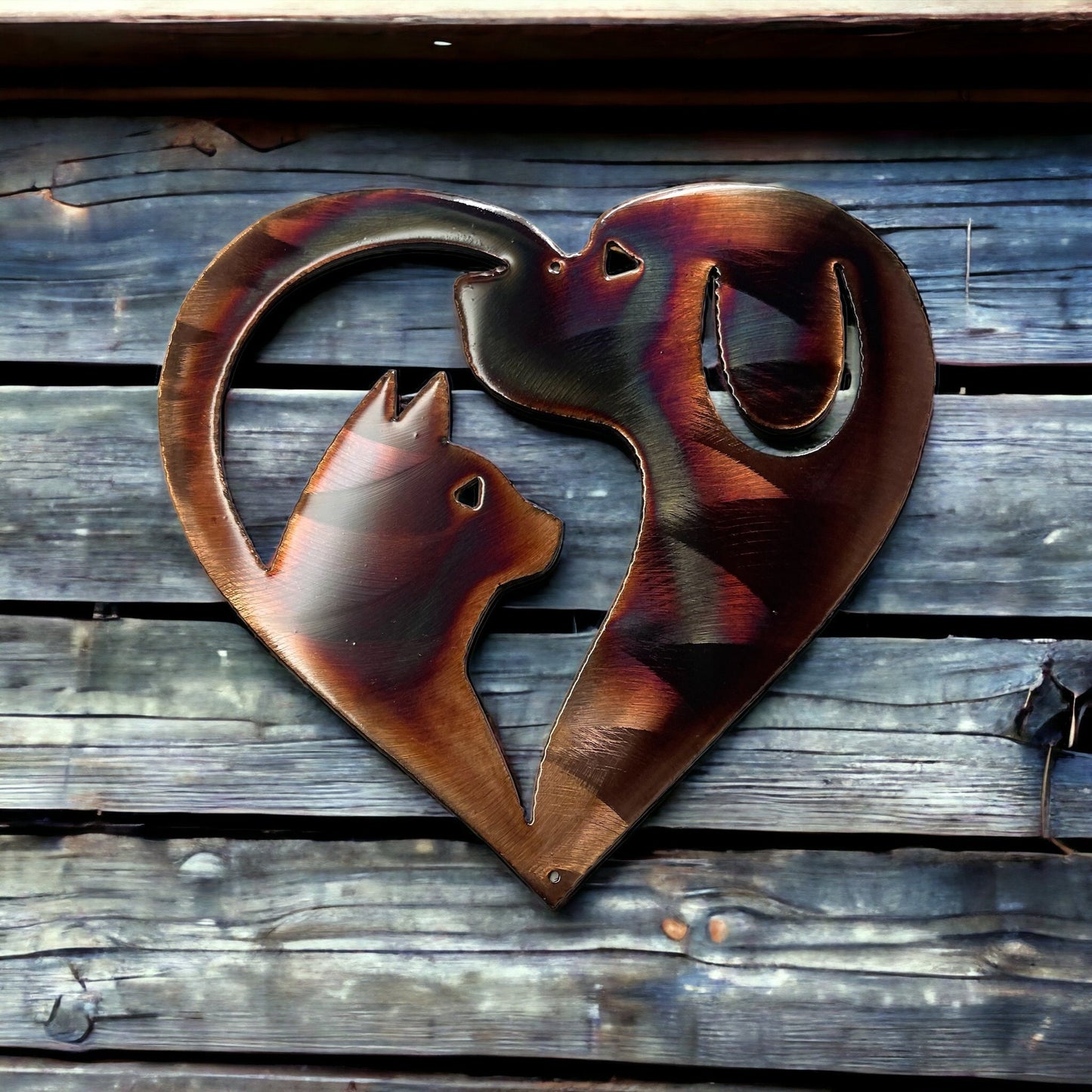 Love our Pets Metal Wall Art Accent Copper and Bronzed Plated