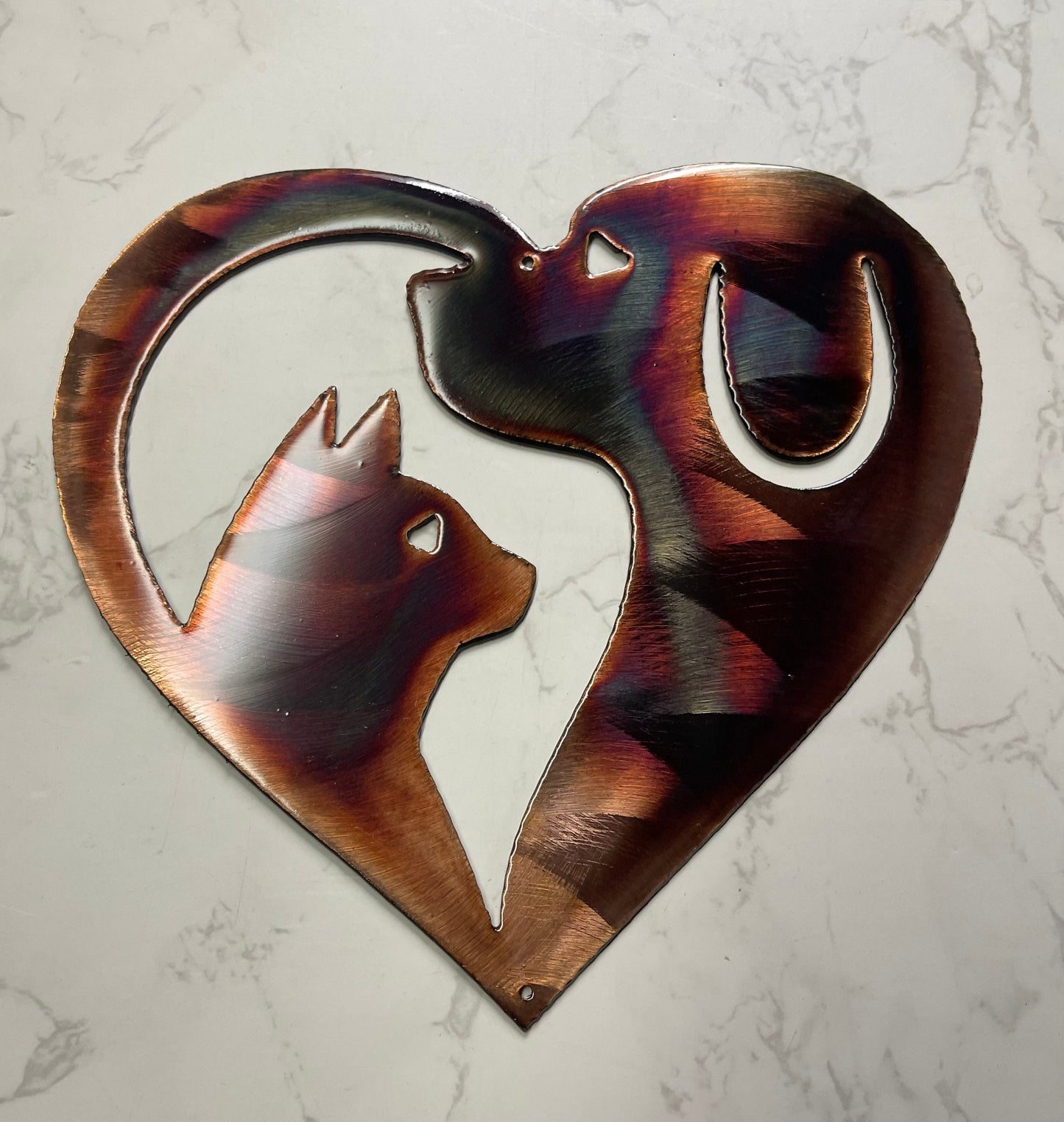 Love our Pets Metal Wall Art Accent Copper and Bronzed Plated