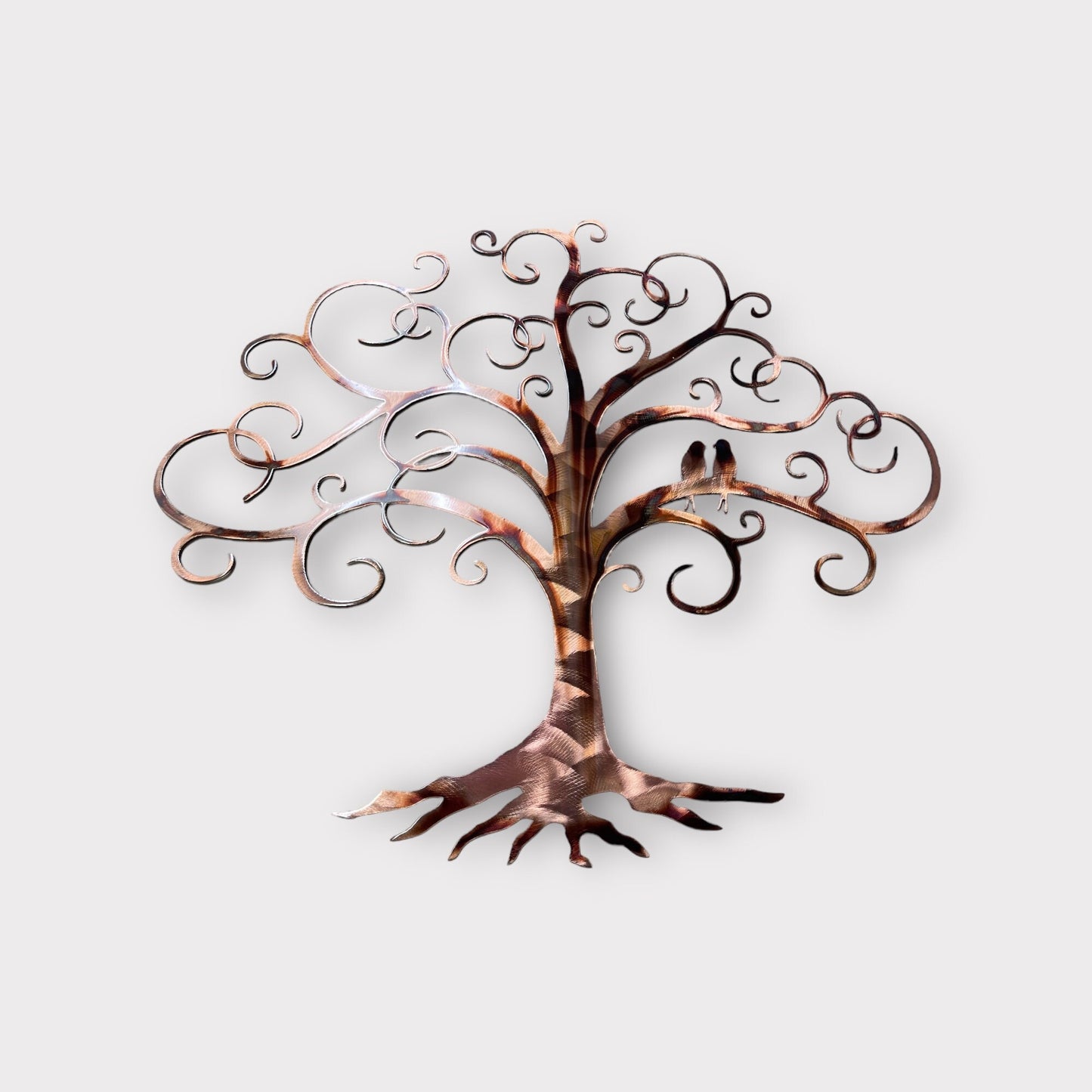 Lovebird Swirled Tree of Life Metal Wall Art