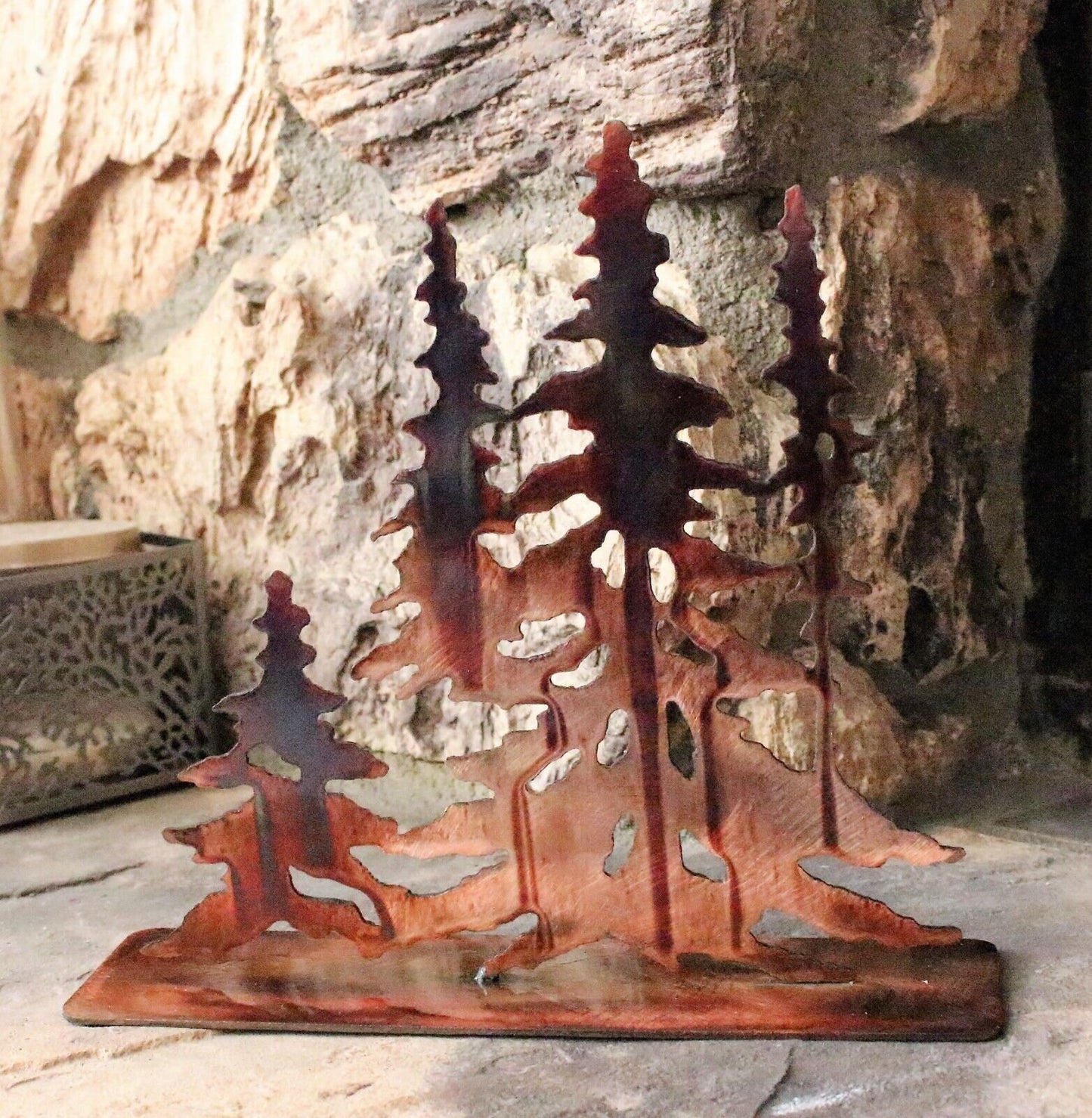 Forest Trees in copper Metal Wall Art Decor  Stand Alone Version