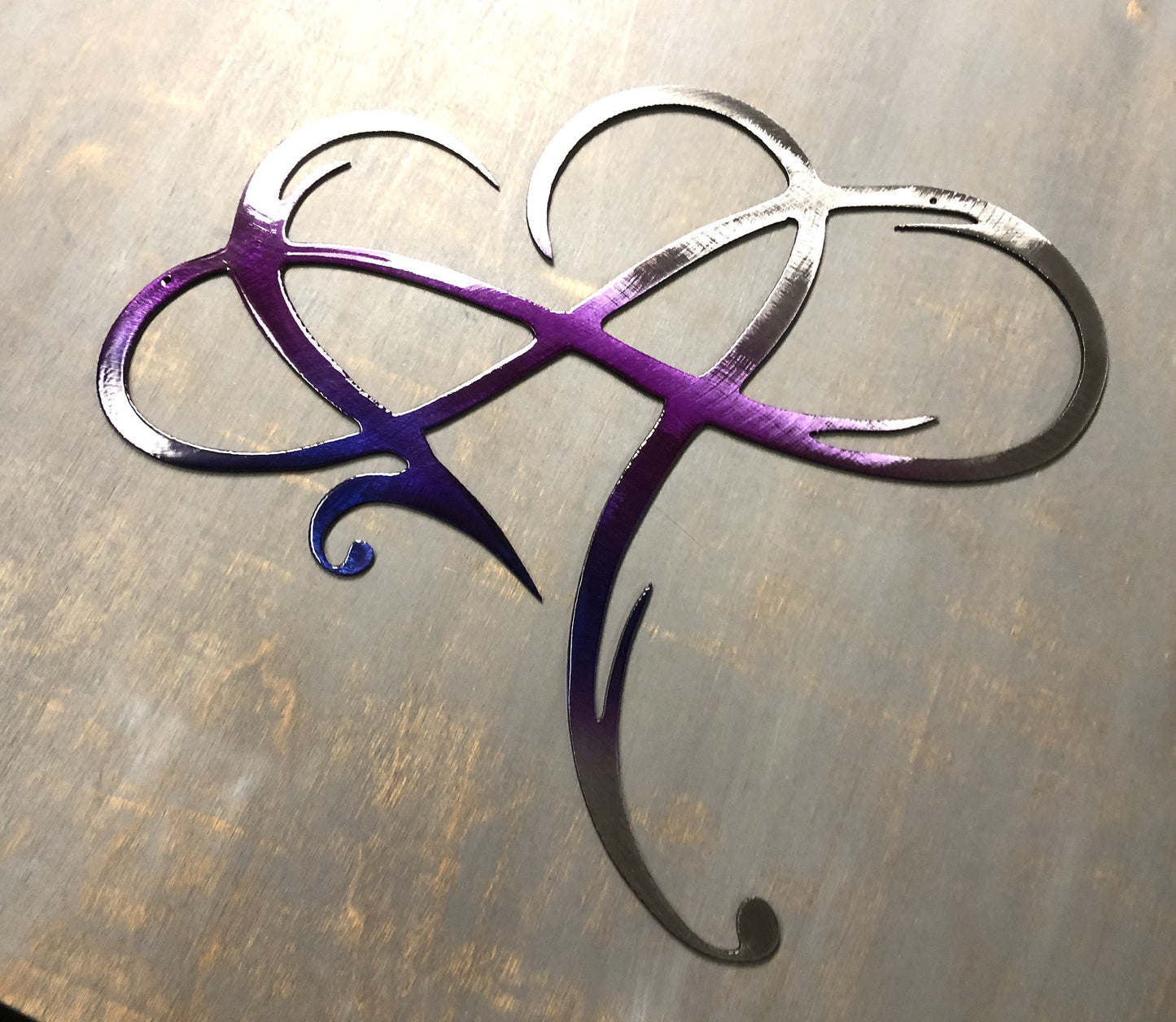 Infinity Heart Purple Tinged Metal Wall Art -Always & Forever Infinity