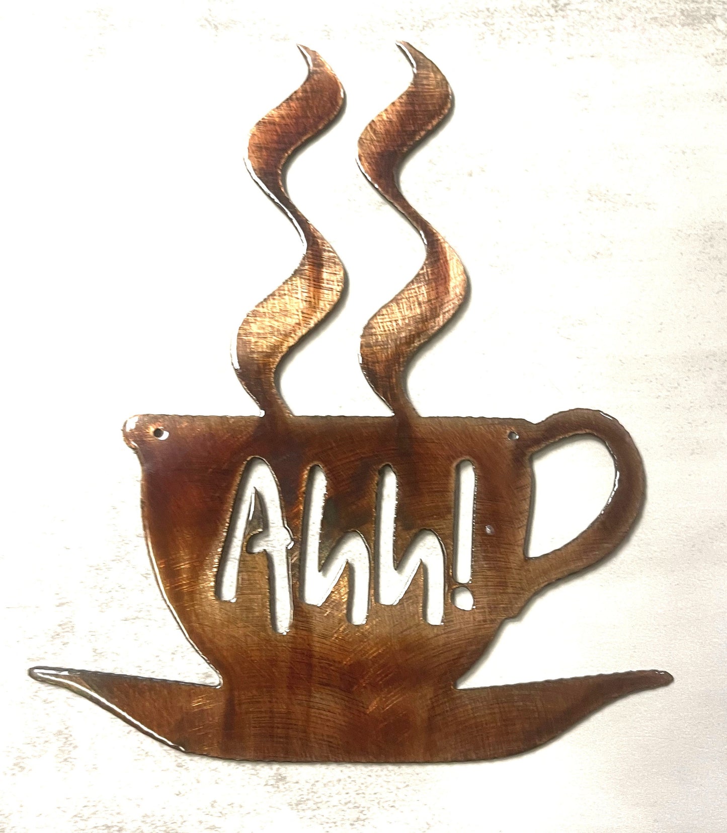 Ahh! Coffee Cup - Metal Wall Art - Copper and Bronzed Plated available in 3 sizes