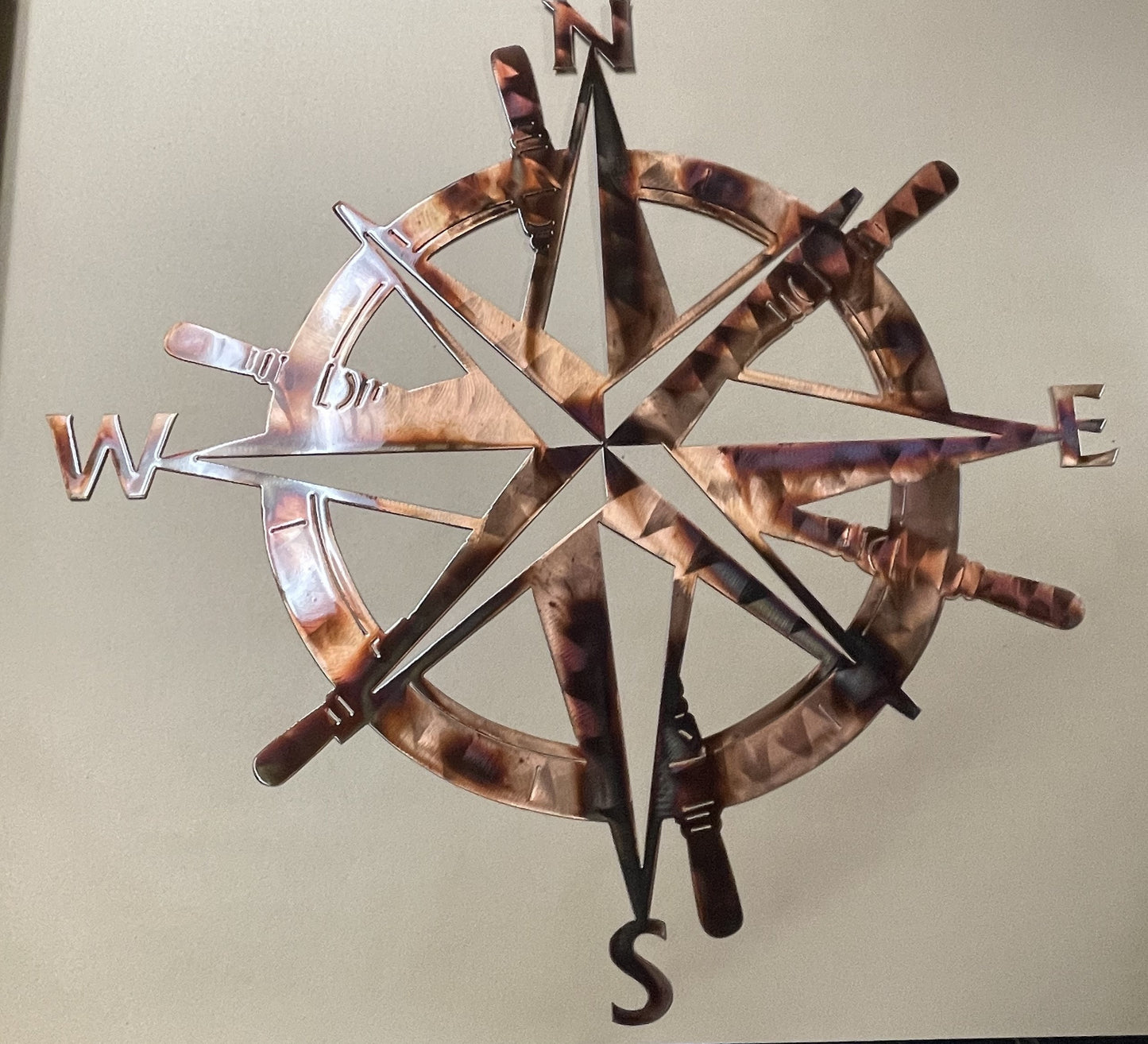 Captains Nautical Compass Rose - Metal Wall Art - Copper/Bronzed Plated Available in sizes 23" to 45"