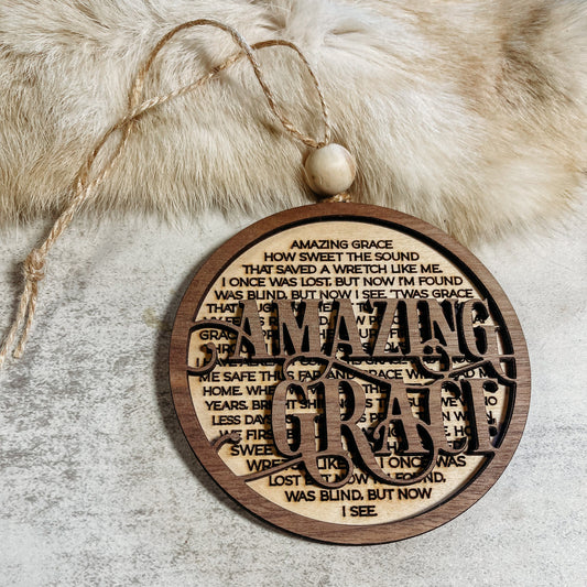 Amazing Grace multi layer wood ornament | laser cut | christmas