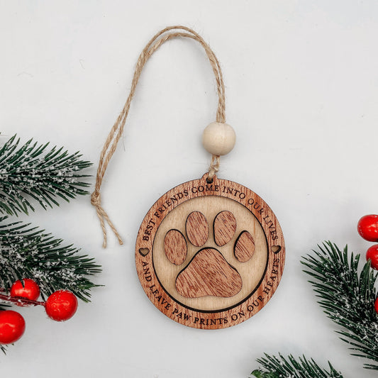 Paw Print Pet Memorial Ornament - Best Friends