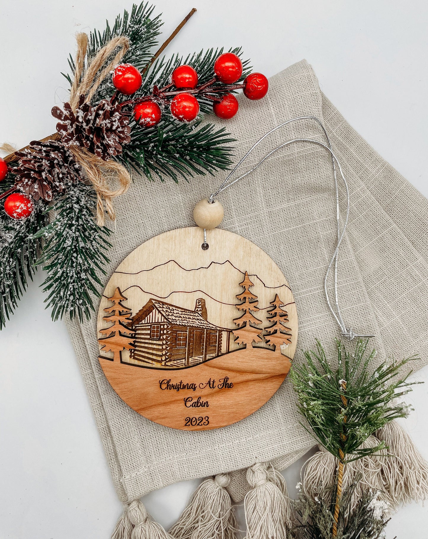 Christmas at the Cabin - personalized 2023 Christmas Ornament