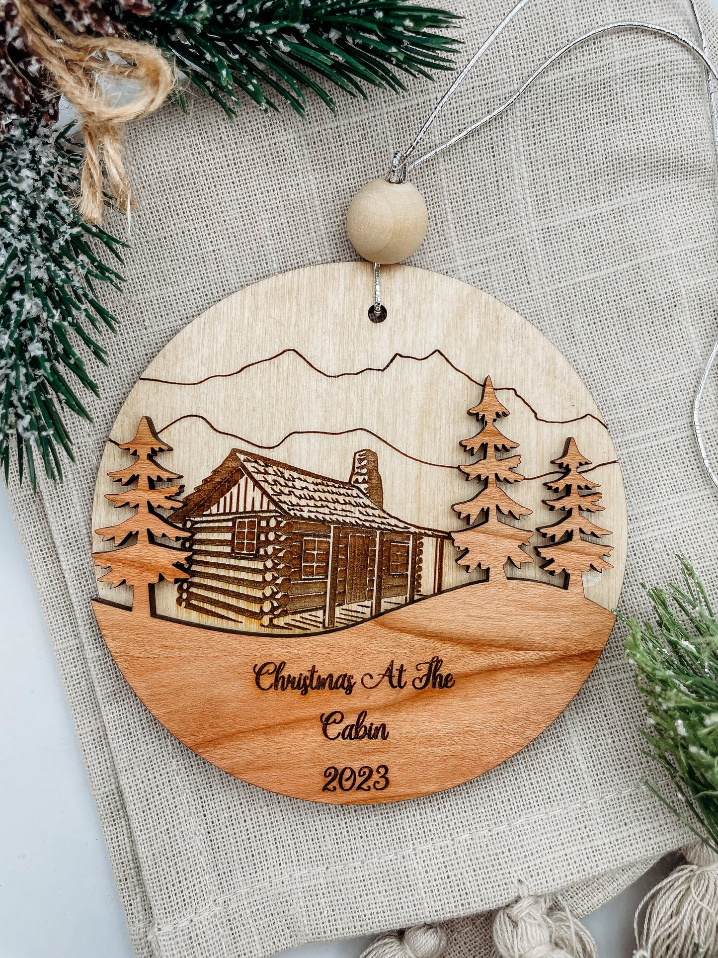 Christmas at the Cabin - personalized 2023 Christmas Ornament