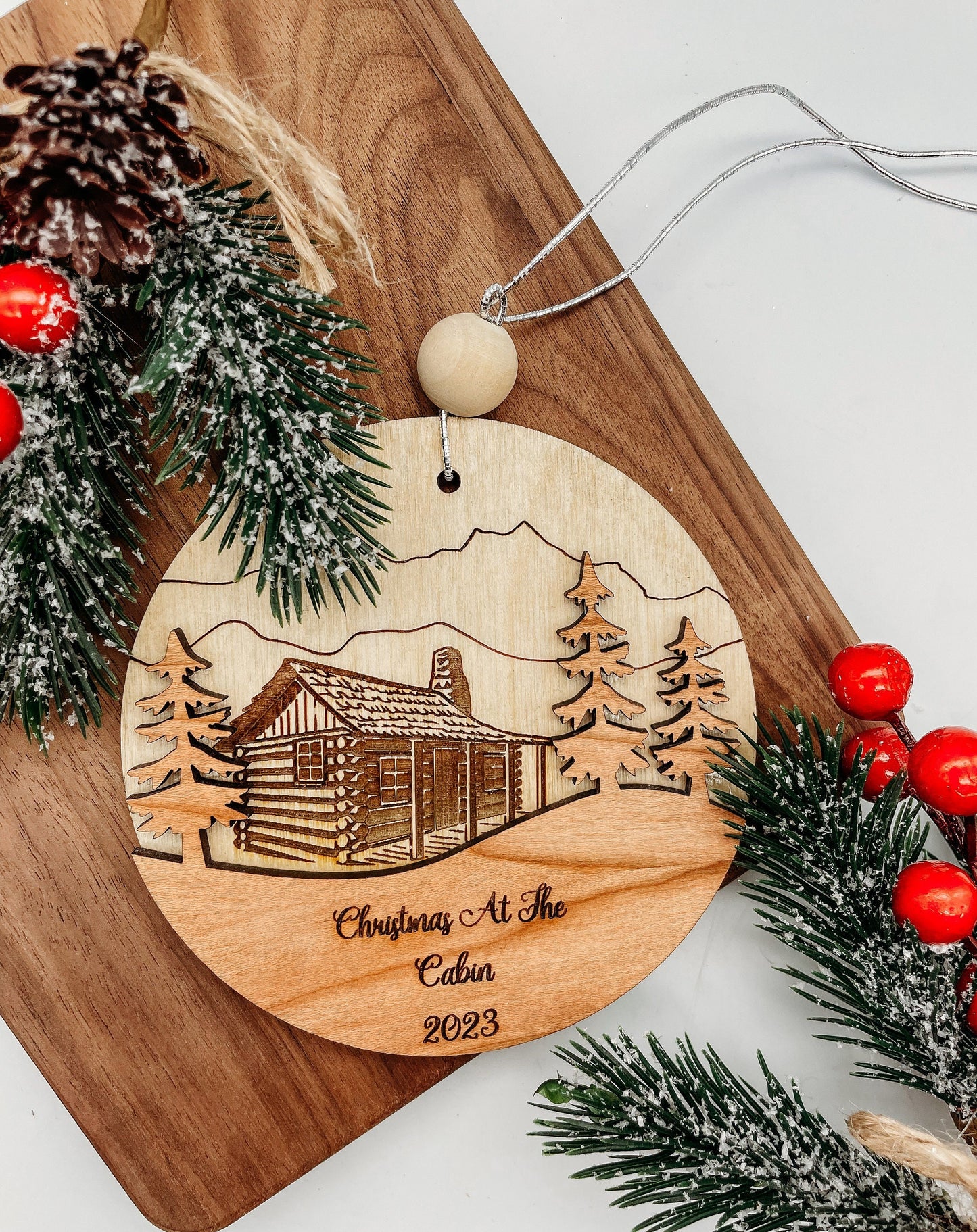 Christmas at the Cabin - personalized 2023 Christmas Ornament