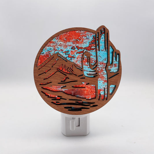 Desert Scene western acrylic and wood Night Light