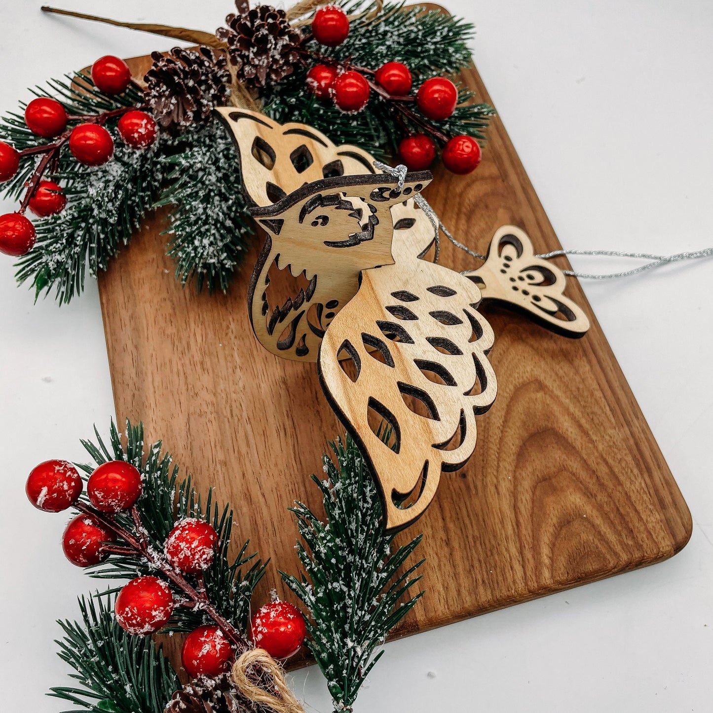 Whimsical Flight: Wood Bird Ornaments - Set of three