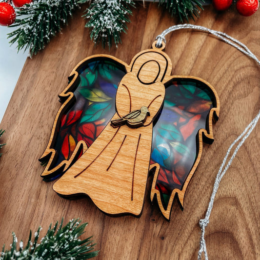 Stained Glass Angel - Wood and Acrylic Christmas Ornament