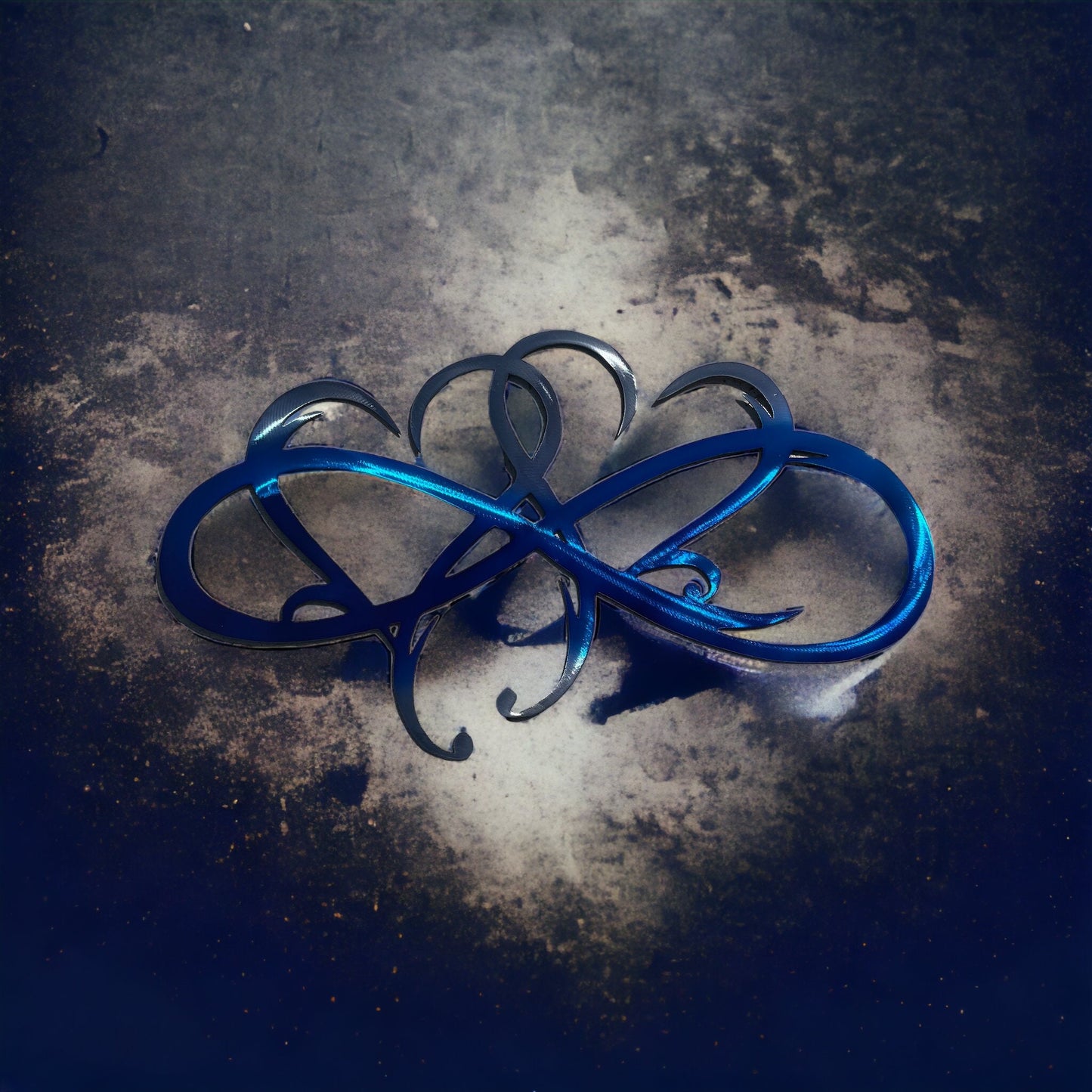 Dual Infinity Hearts - Blue & Blue Metal Wall Art Accent Two Hearts Become One