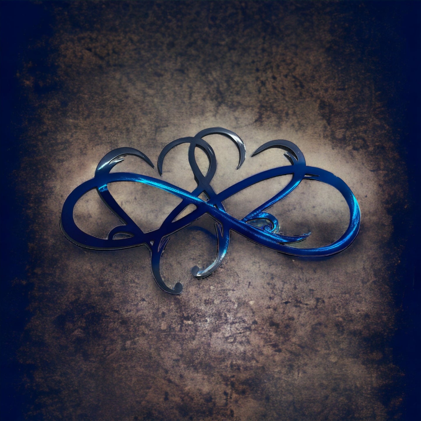 Dual Infinity Hearts - Blue & Blue Metal Wall Art Accent Two Hearts Become One