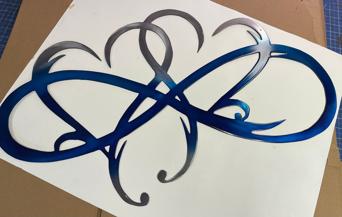 Dual Infinity Hearts - Blue & Blue Metal Wall Art Accent Two Hearts Become One