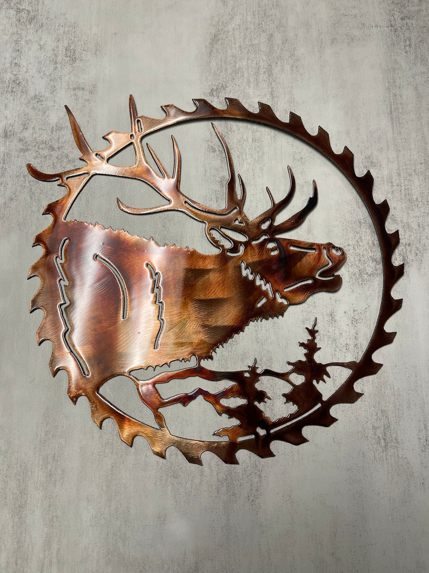 Elk Saw blade Metal Wall Art 14" x 15"