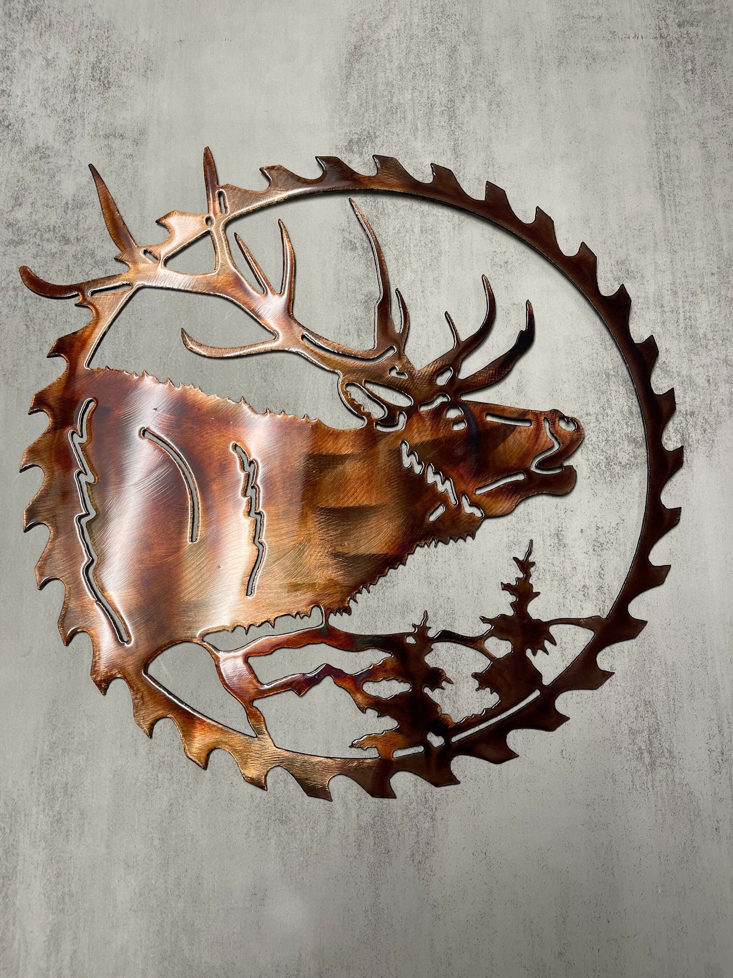 Elk Saw blade Metal Wall Art 14" x 15"