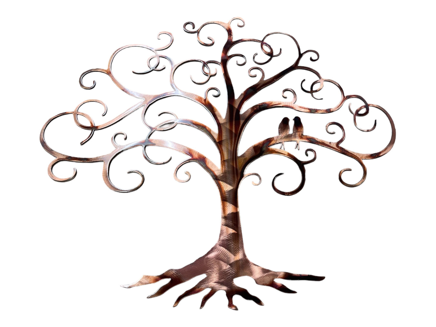 Lovebird Swirled Tree of Life Metal Wall Art