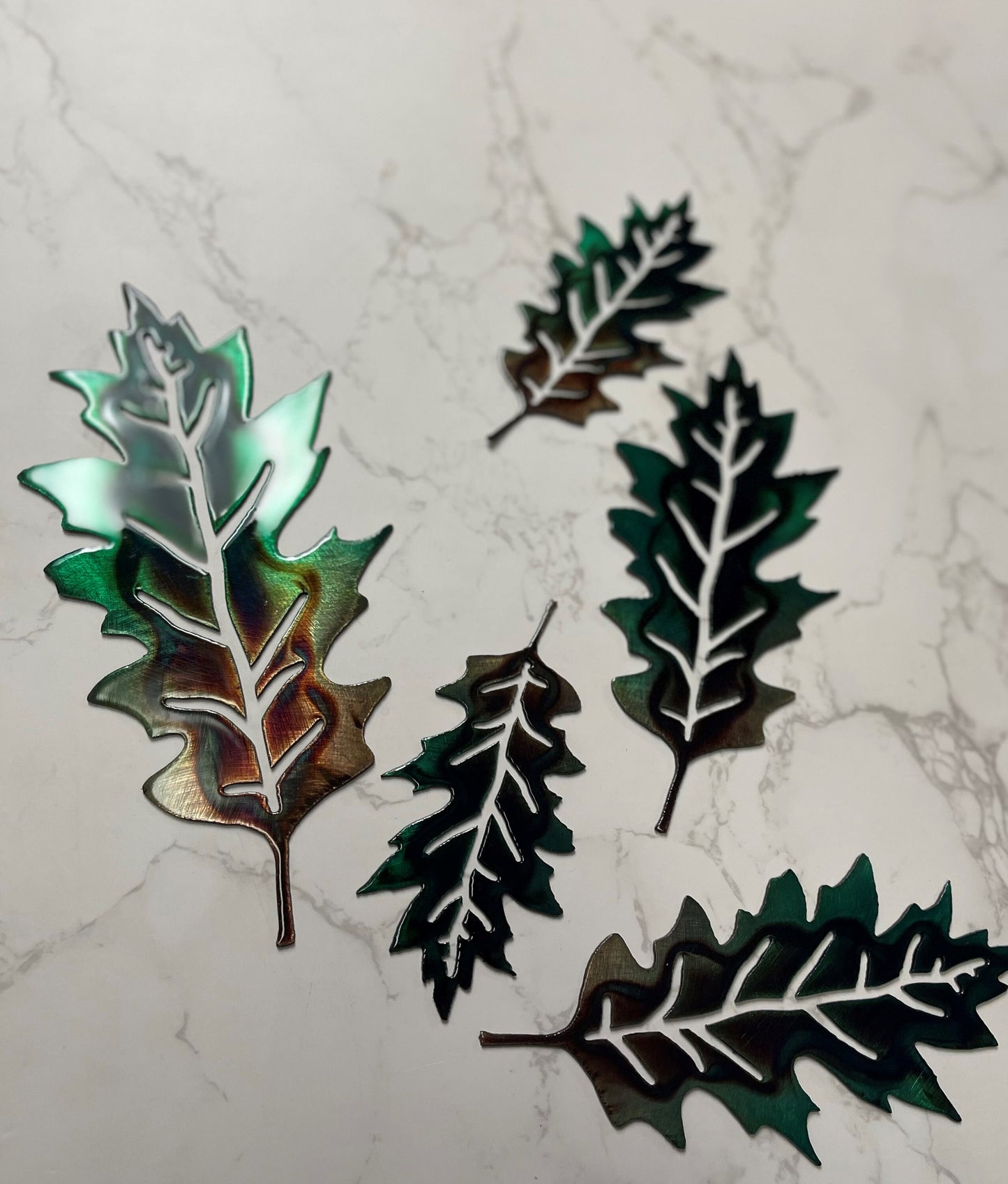 Marbled Green Veined Oak Leaf Set (5 pieces)