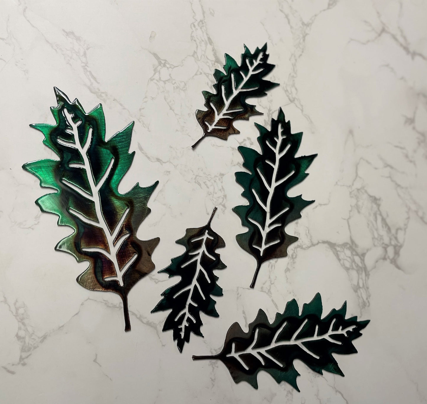 Marbled Green Veined Oak Leaf Set (5 pieces)