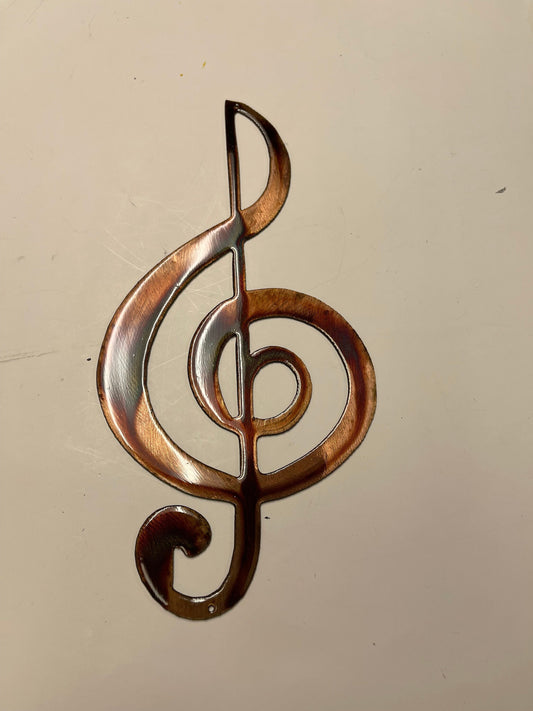 Treble Clef - Musical Note Music Metal Wall Accent 12"x 6" 4 finish choices