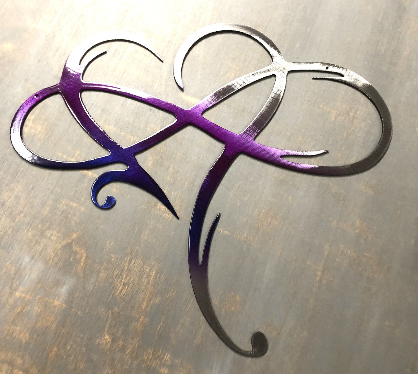 Infinity Heart Purple Tinged Metal Wall Art -Always & Forever Infinity