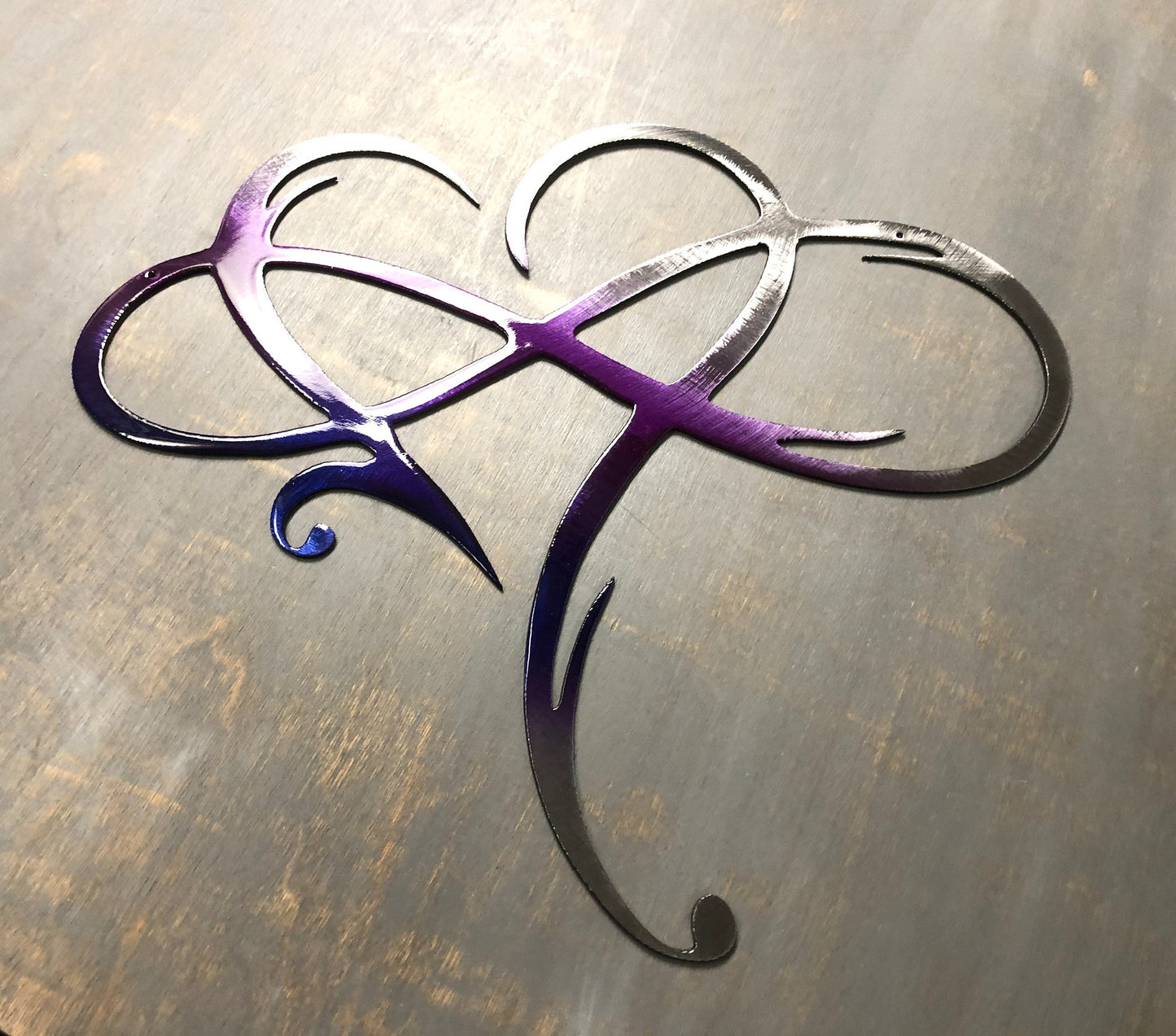 Infinity Heart Purple Tinged Metal Wall Art -Always & Forever Infinity