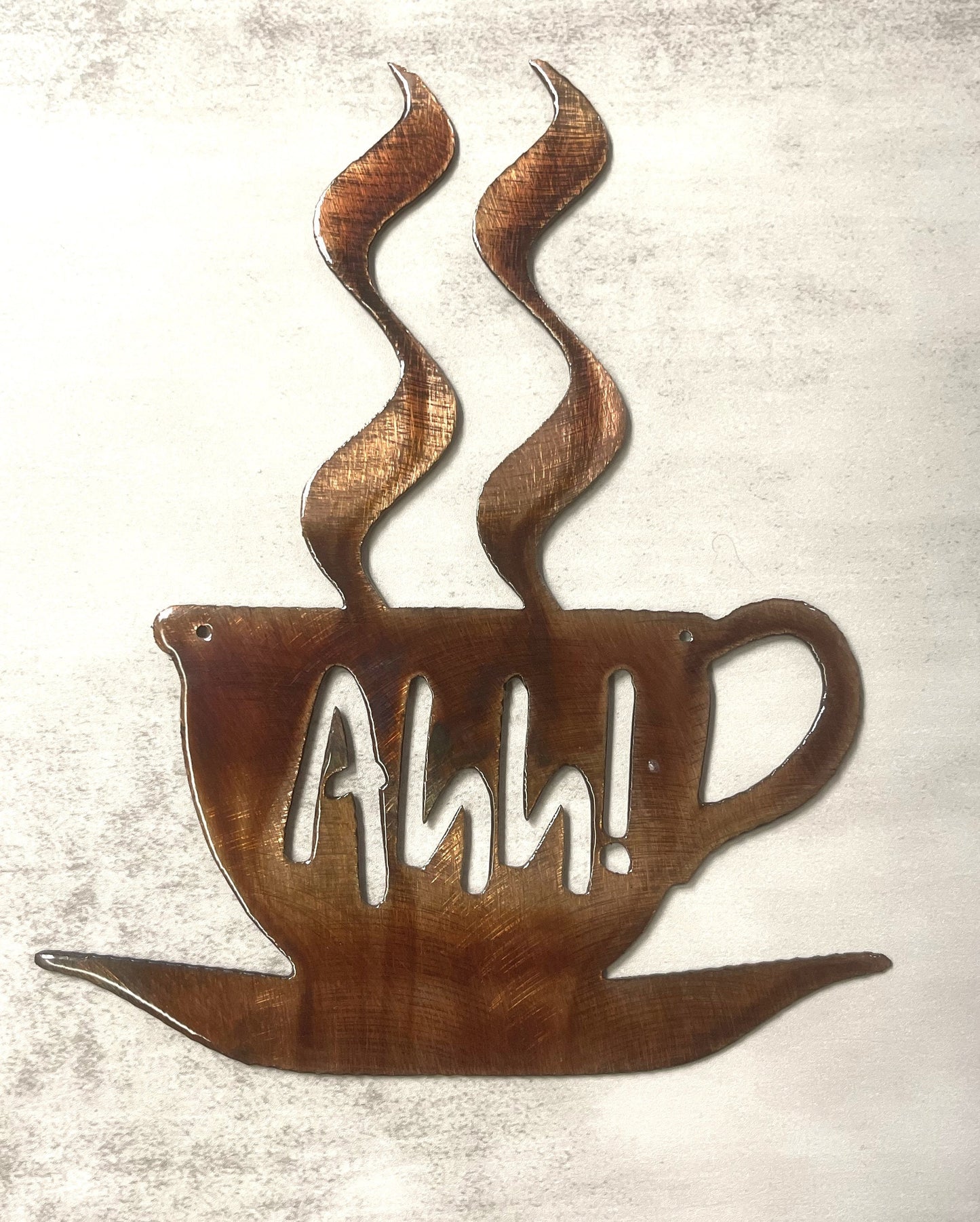 Ahh! Coffee Cup - Metal Wall Art - Copper and Bronzed Plated available in 3 sizes