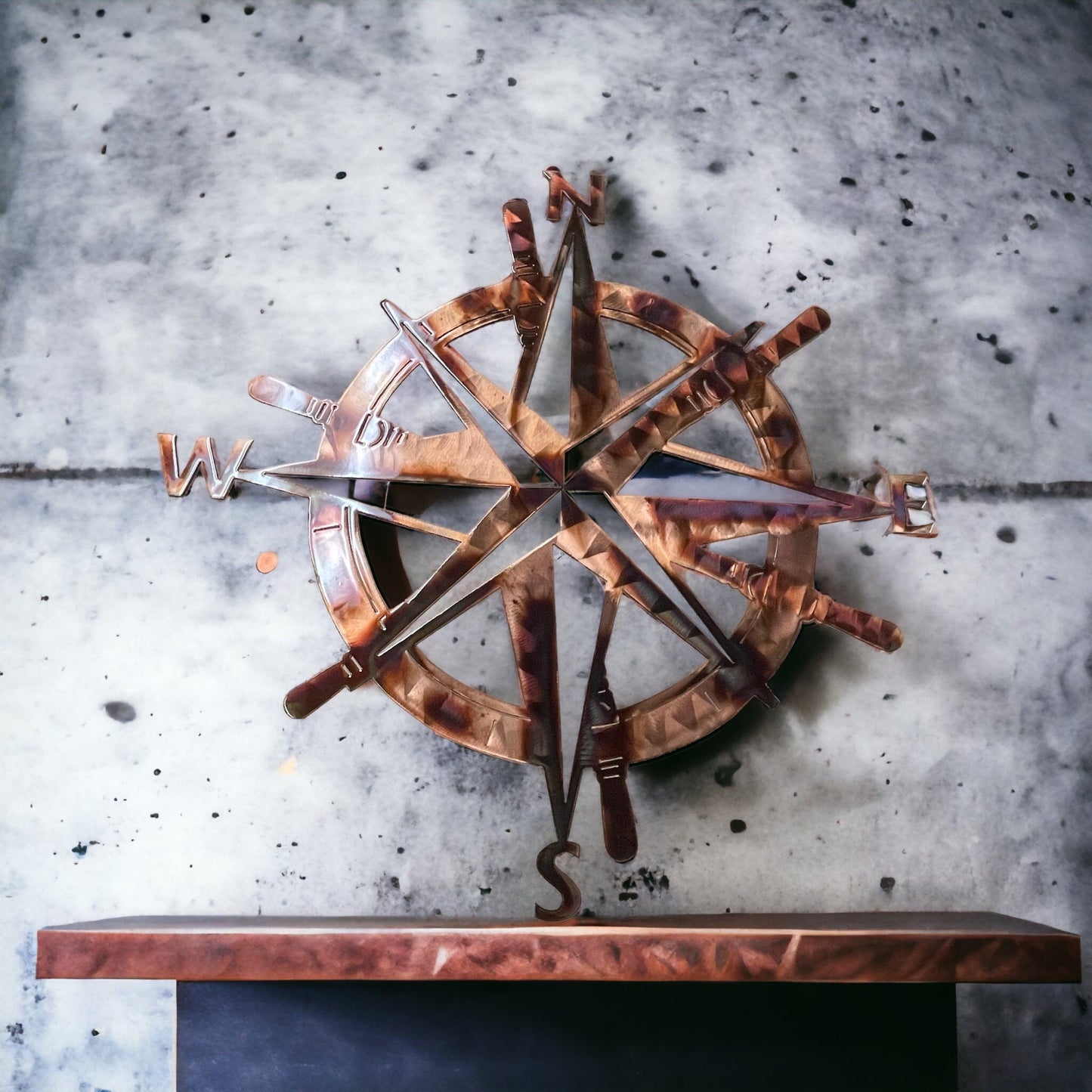 Captains Nautical Compass Rose - Metal Wall Art - Copper/Bronzed Plated Available in sizes 23" to 45"