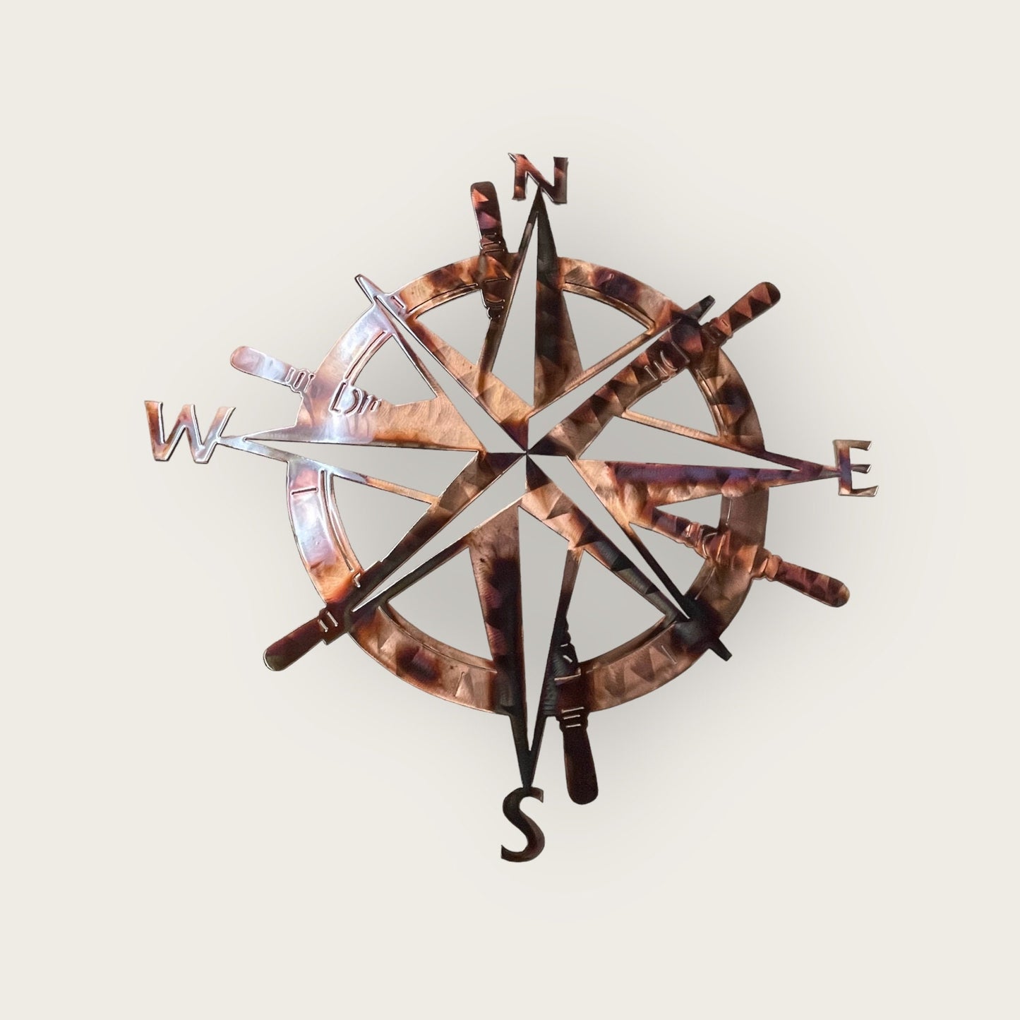 Captains Nautical Compass Rose - Metal Wall Art - Copper/Bronzed Plated Available in sizes 23" to 45"