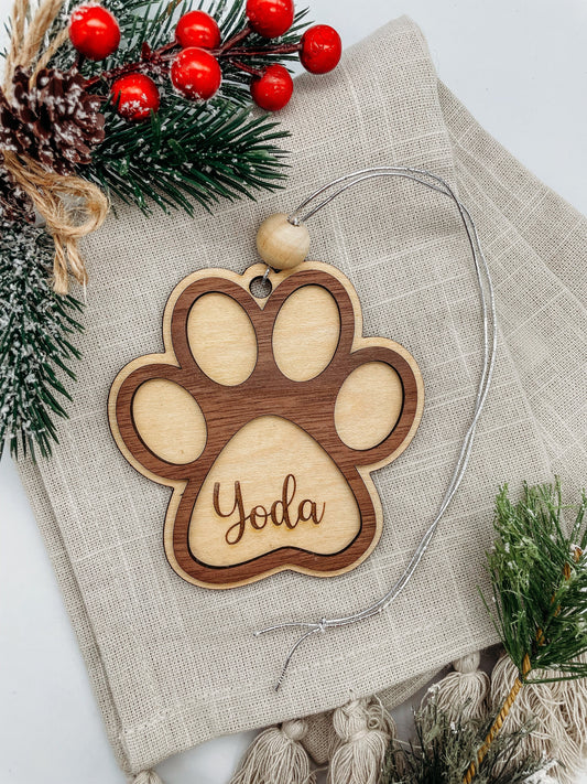 Paw Print Pet Ornament - Personalized