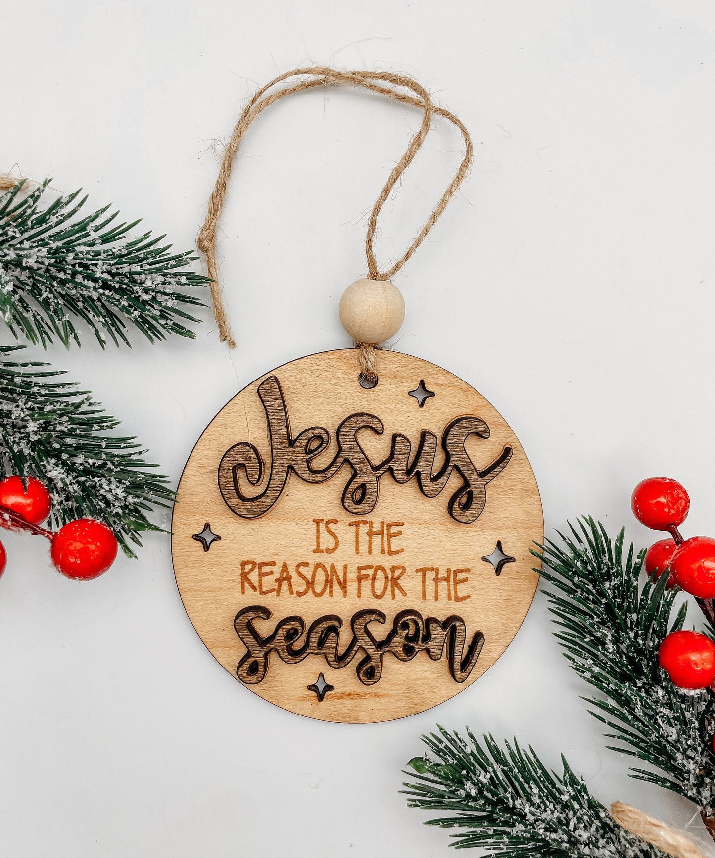 Jesus Is the Reason multi layer wood ornament | laser cut | christmas