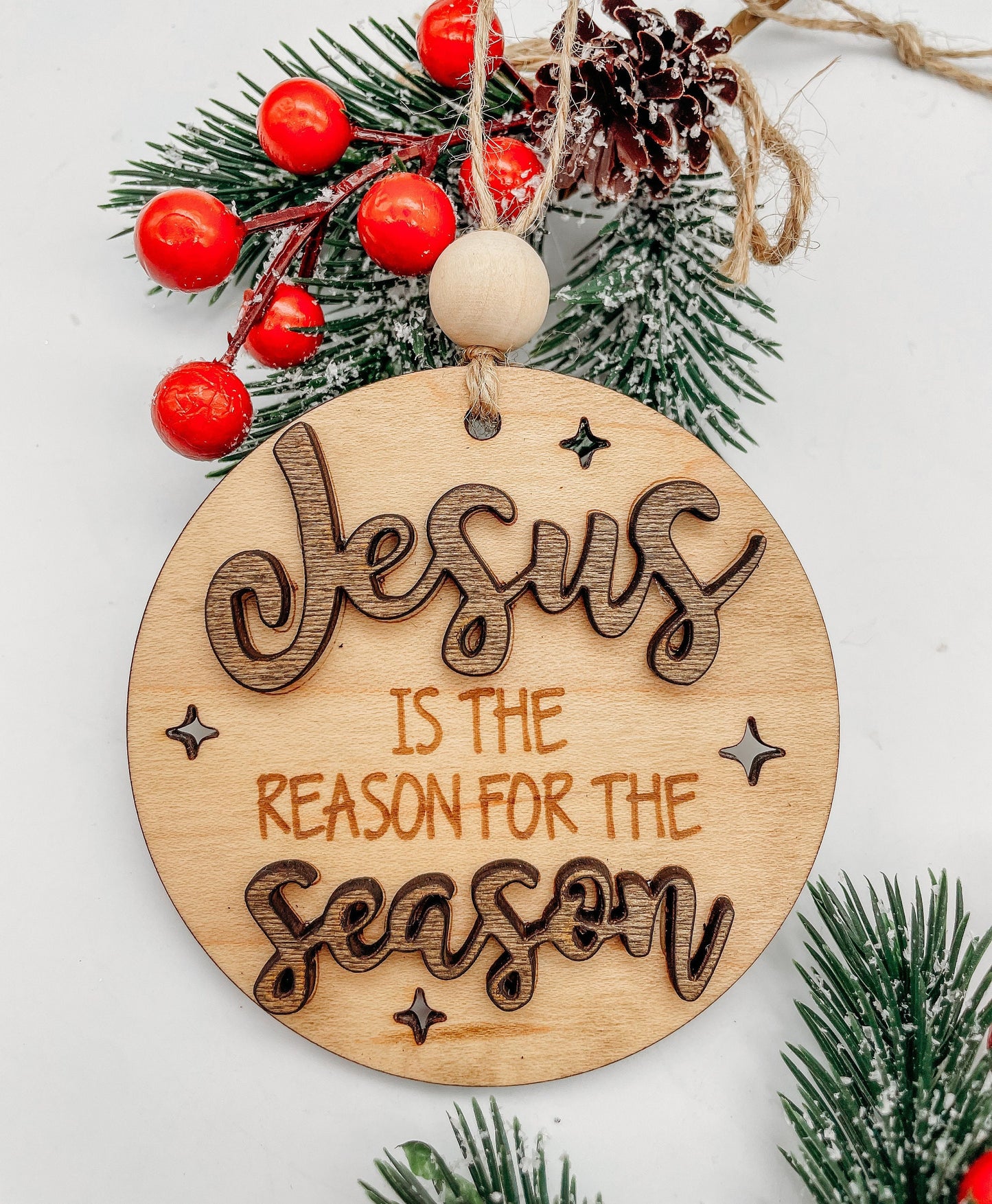 Jesus Is the Reason multi layer wood ornament | laser cut | christmas