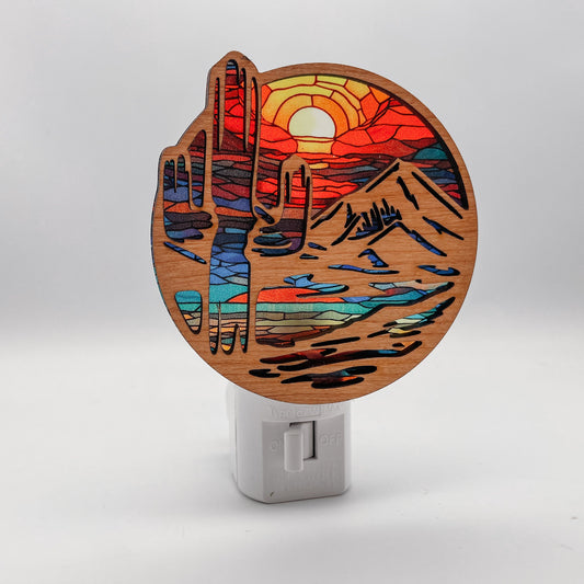 Desert Scene wood and acrylic Night Light