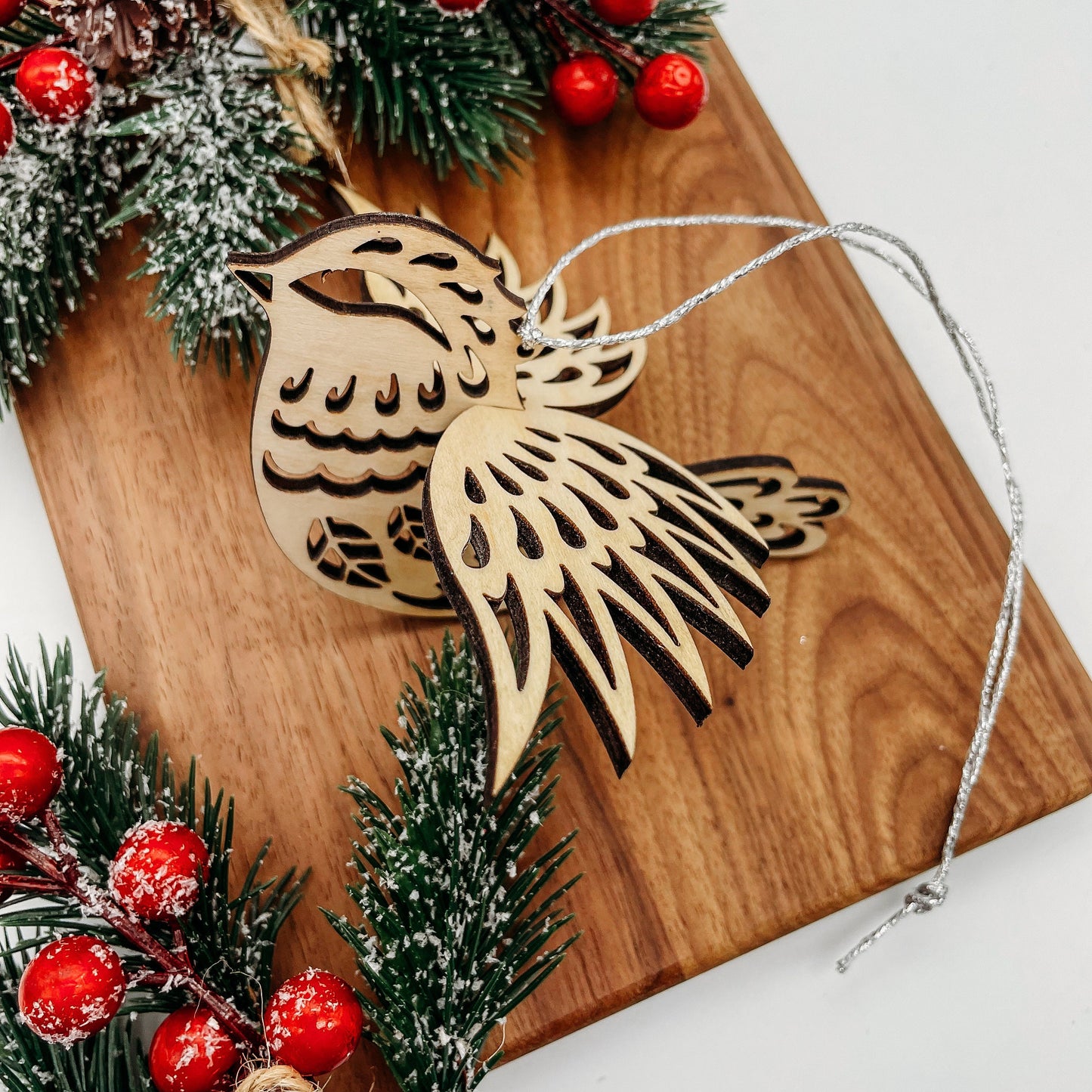 Whimsical Flight: Wood Bird Ornaments - Set of three